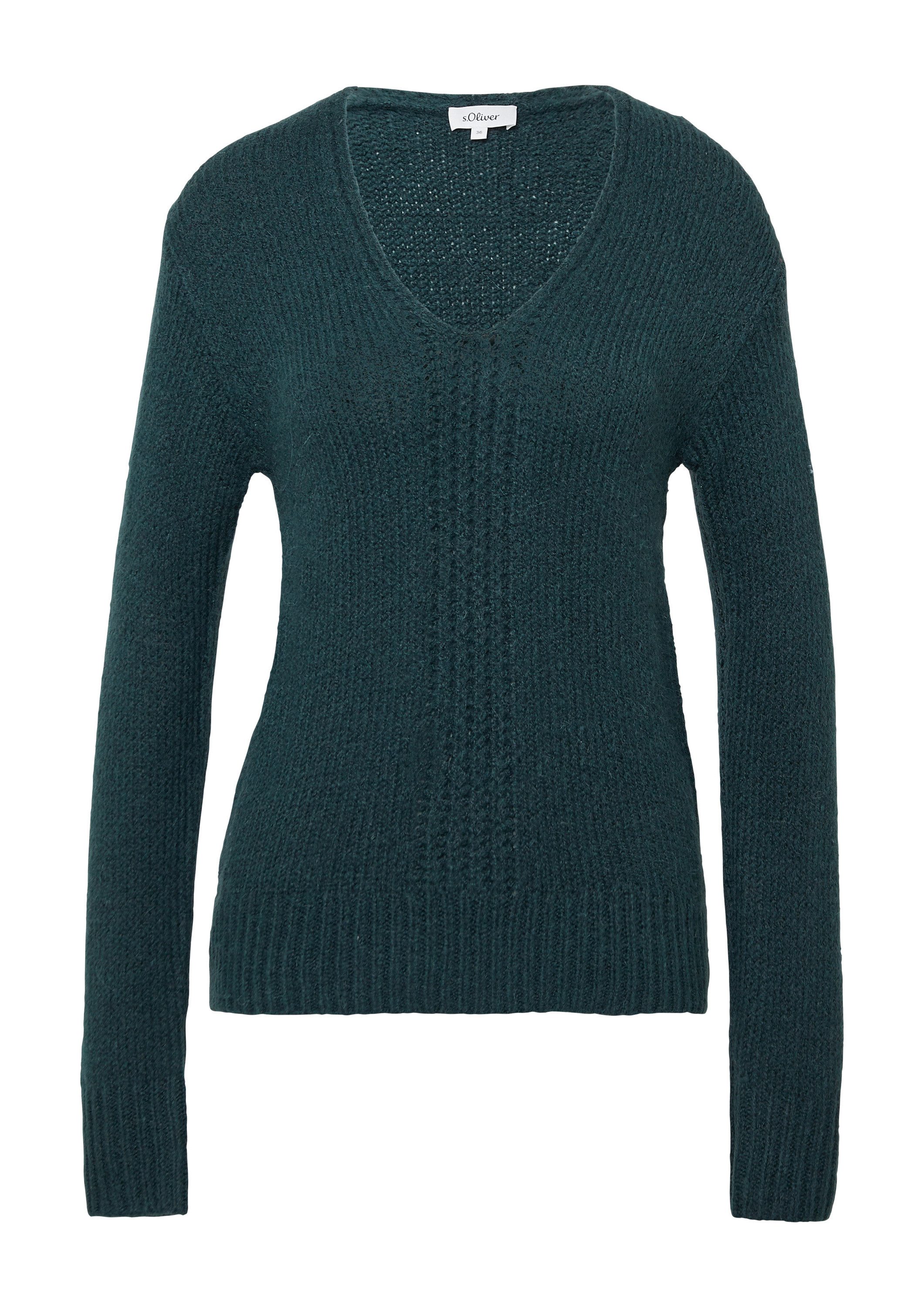 s.Oliver Longpullover Strickpullover Alpakamixpullover mit Strickmuster günstig online kaufen