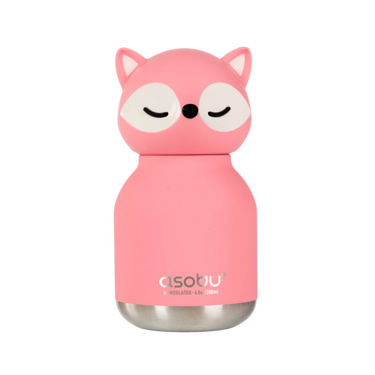 ASOBU Trinkflasche Isolierte Trinkflasche Mini Bestie 200 ml Strohhalm Schlüsselring