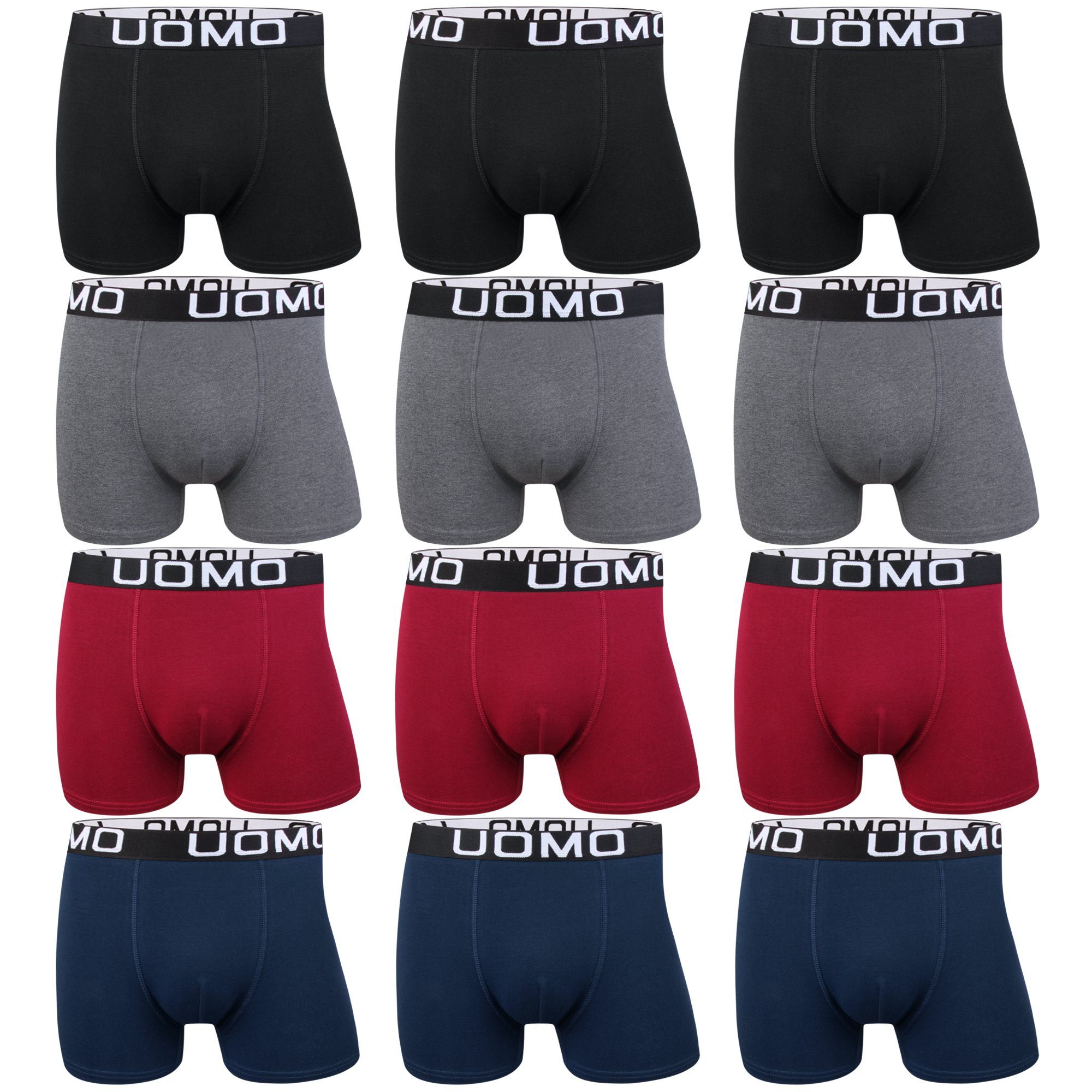 L&K Boxershorts 1119 (12er-Pack) Boxershorts Herren aus Baumwolle klassischen Unifarben Set-B