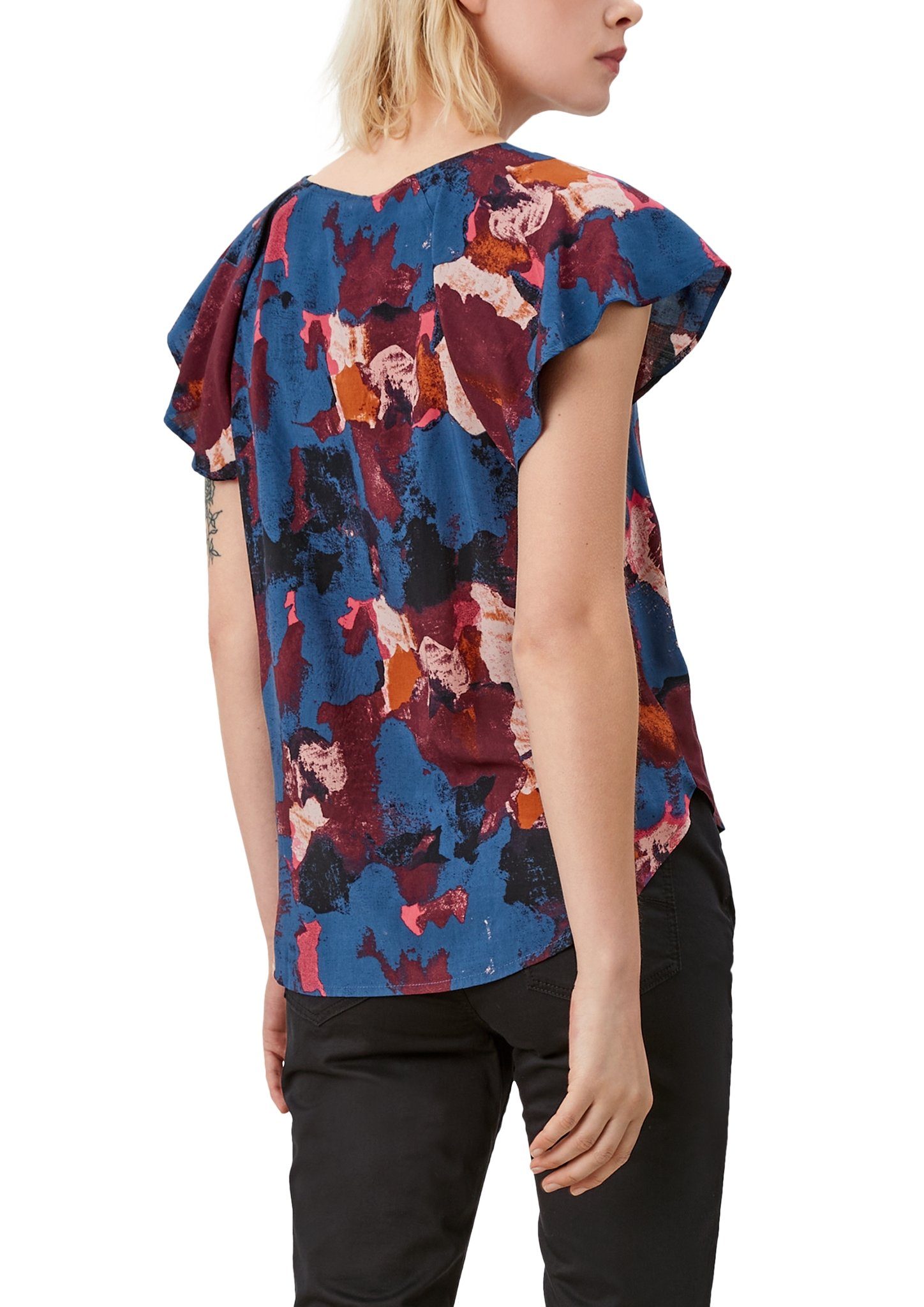 Damen Shirts Q/S by s.Oliver Kurzarmbluse Bluse aus leichter Viskose