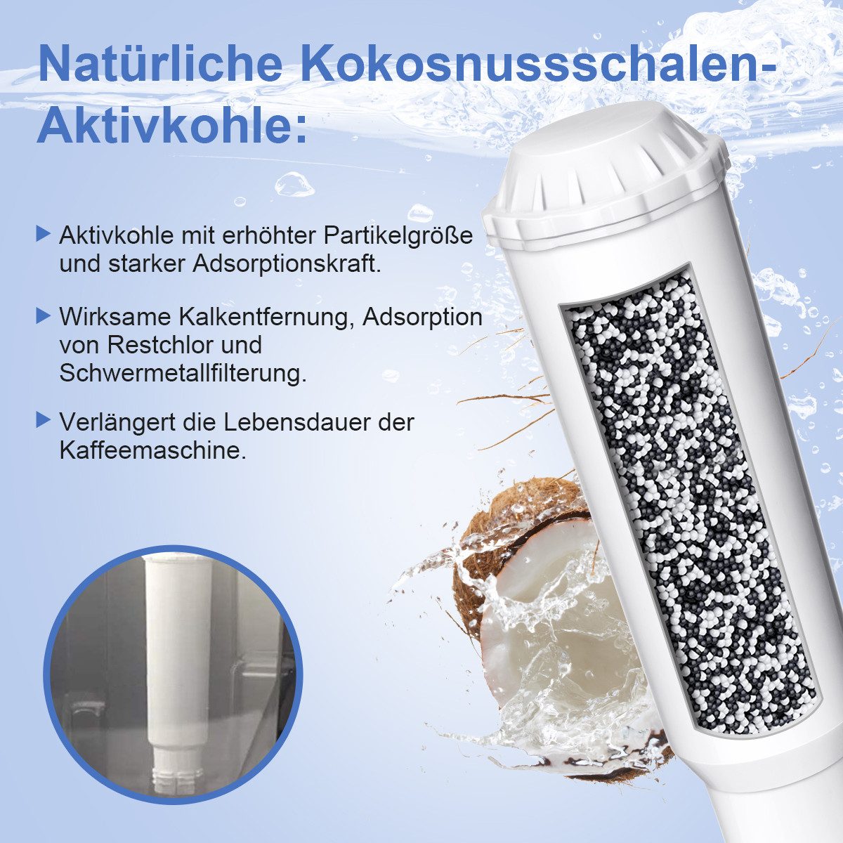 Filswa Wasserfilter Für Melitta®, Nivona®, Krups® F088, 6 Stück Filterpatronen, Zubehör für Kompatibel mit Krups F088 Melitta Pro Aqua, AEG, Bosch, Siemens, Niv – Bild 5 von 5