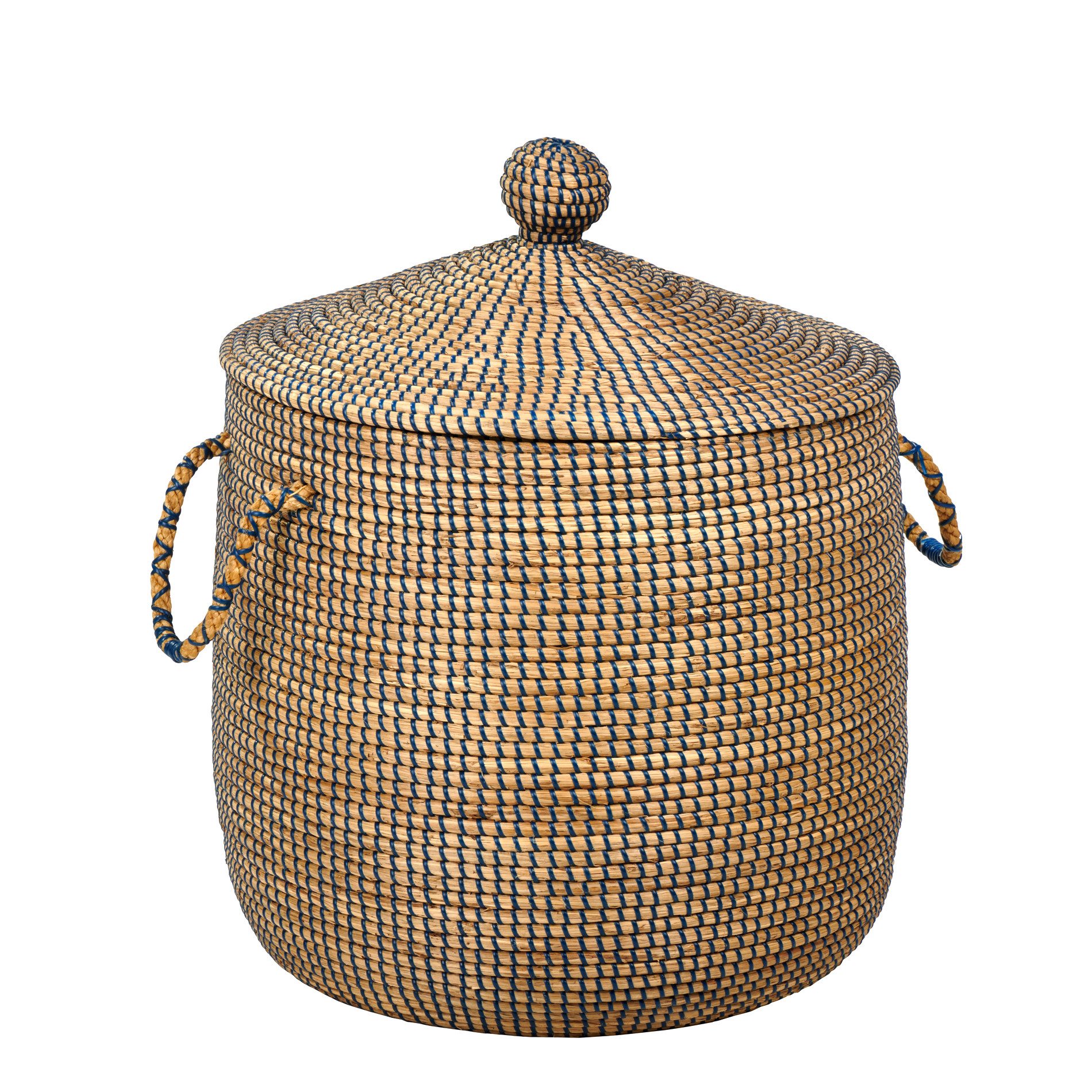 Lambert Dekokorb Dongco Korb mit Deckel natur/blau H56 cm, D 45 cm