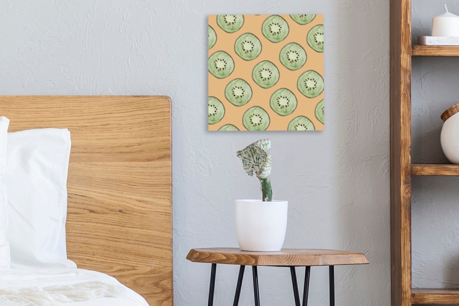 Schablonen, - für Leinwand Obst - Bilder (1 St), Wohnzimmer OneMillionCanvasses® Leinwandbild Kiwi Aquarell Schlafzimmer -
