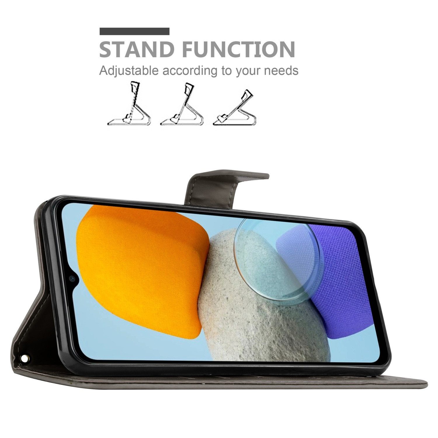 Cadorabo Handyhülle für Samsung Galaxy M23 5G Hülle Samsung Galaxy M23 5G, Hülle Schutzhülle Blumen Flower mit Standfunktion Kartenfach Magnet