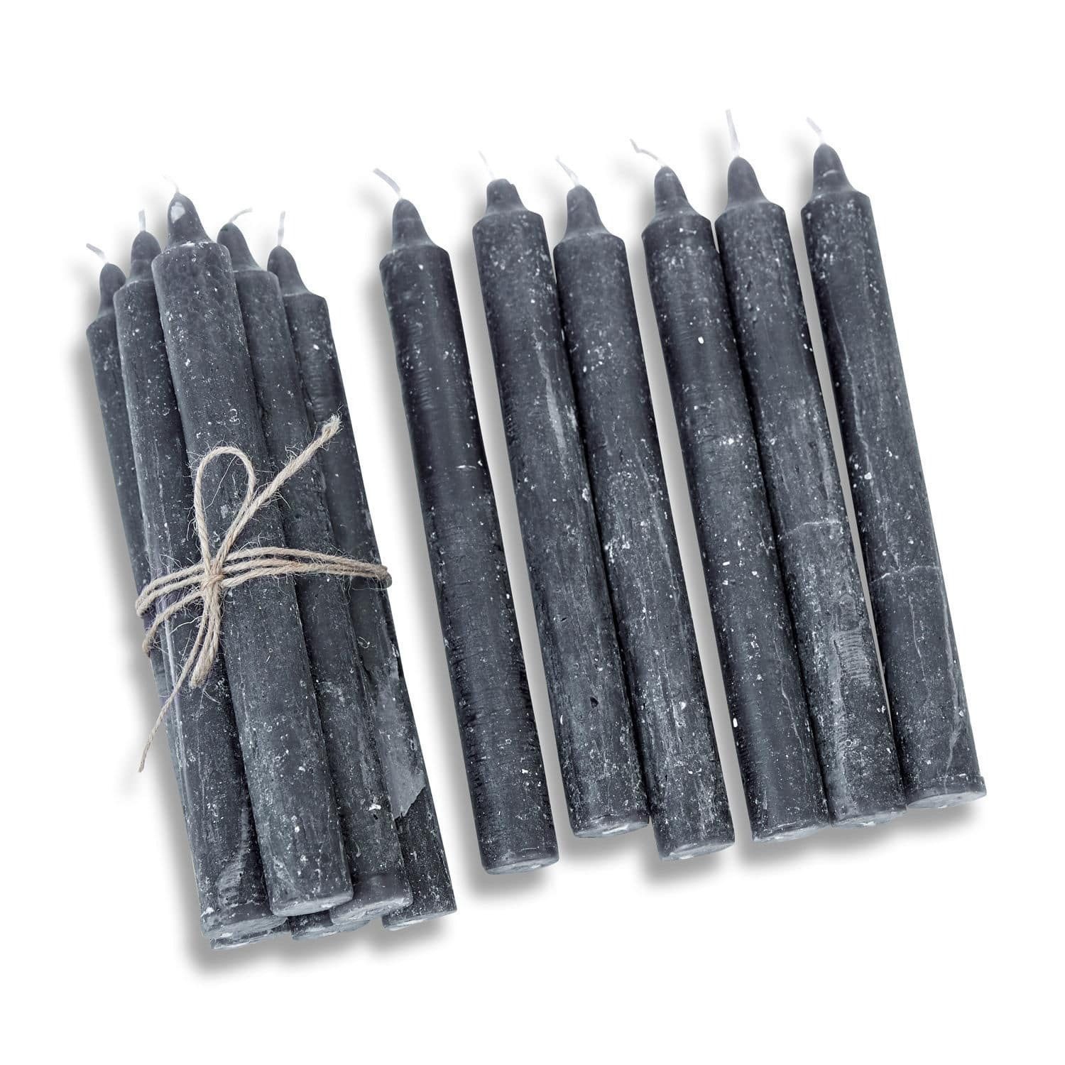 Mirabeau Stumpenkerze Kerze 12er Set Bauceau anthrazit (12er Set, 12er Set), none