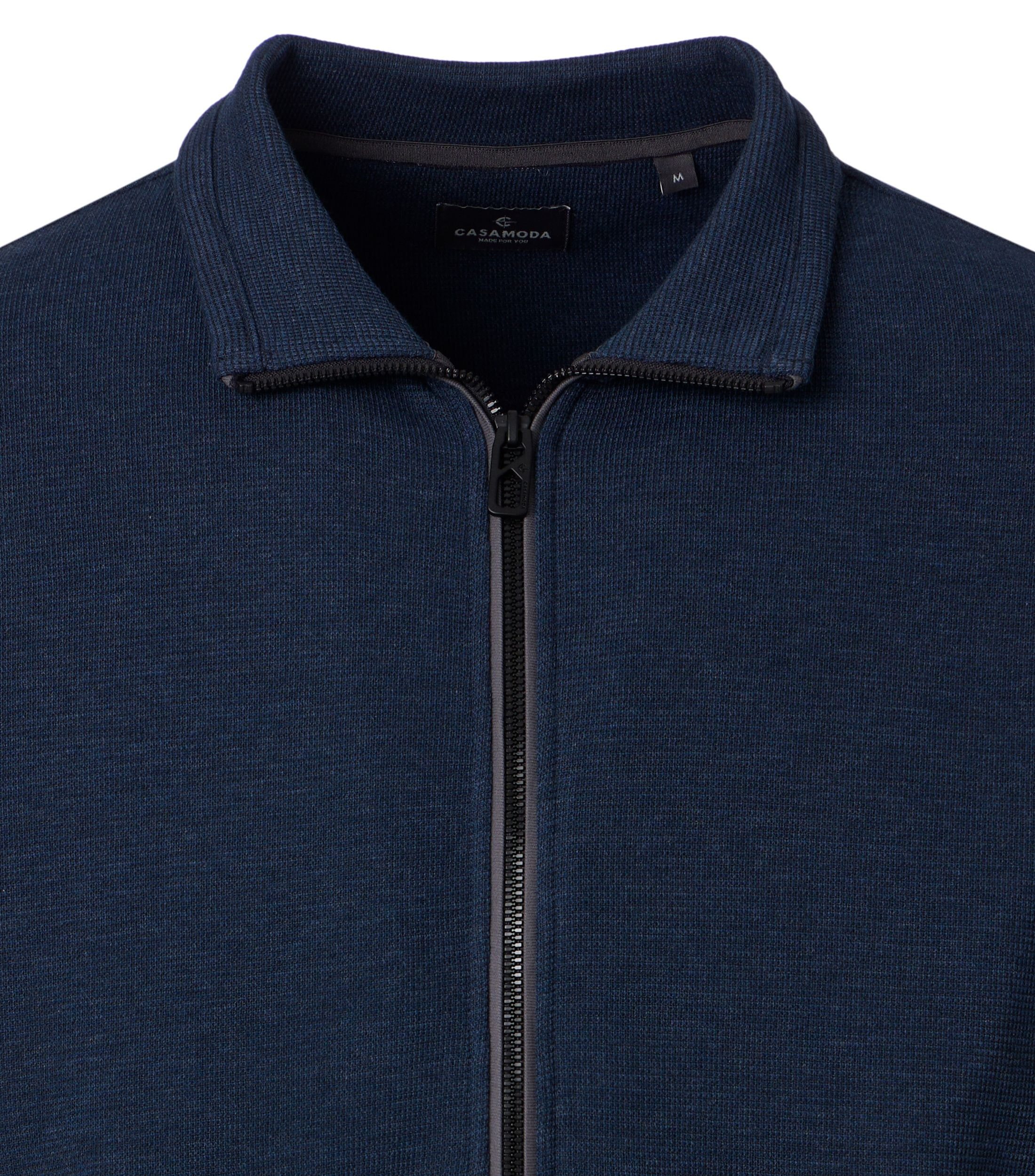 CASAMODA Sweatjacke CASAMODA Herren Sweatjacke Stehkragen Zipper Baumwollmix Blau
