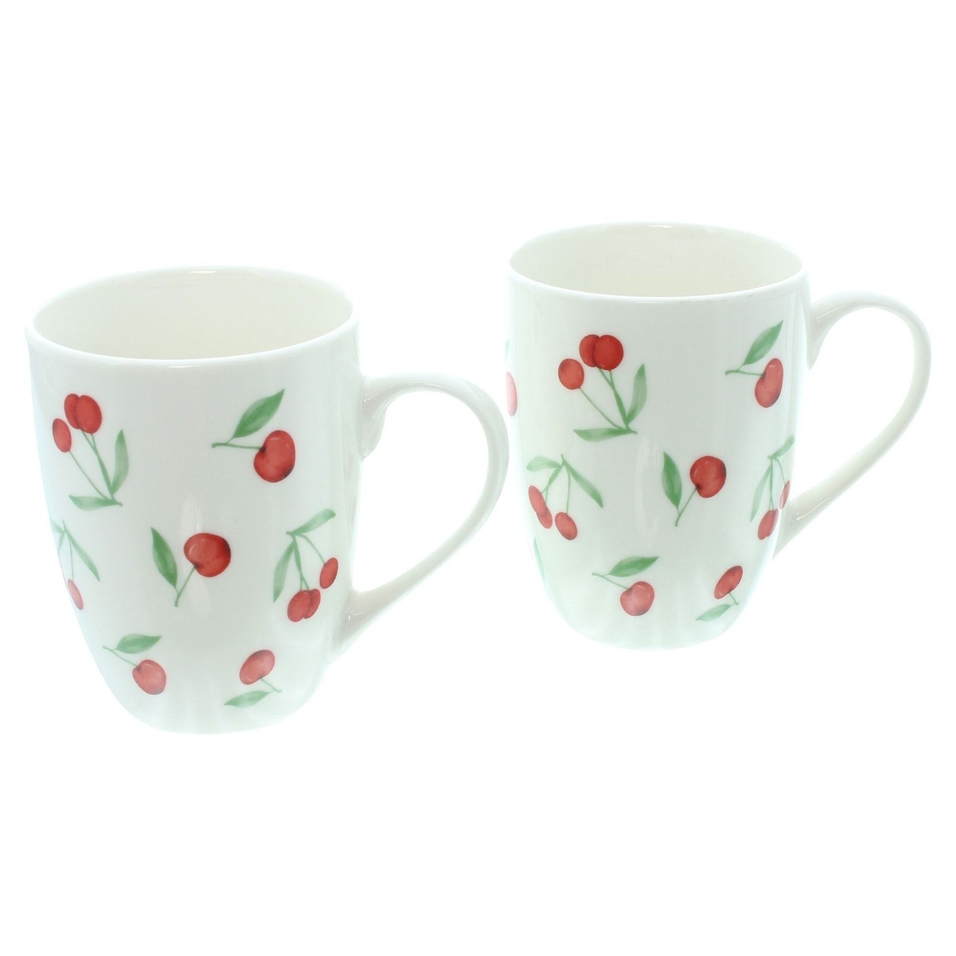 Home-trends24.de Tasse Kaffeebecher Kirschmotiv Becher Tasse Trinkbecher 350 ml 2er Set, 2-tlg.
