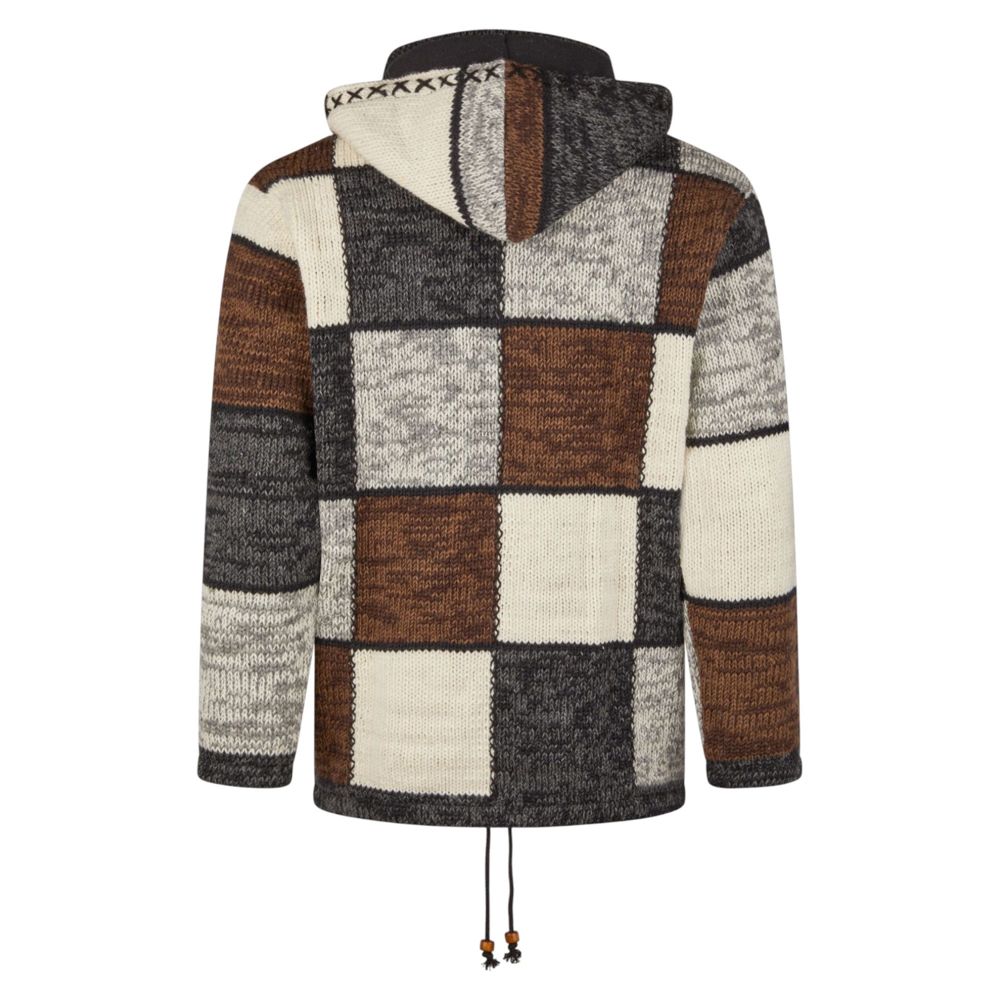 THC Natural Line Strickjacke THC Schafwollstrickjacke braune Quadrate 813 ( günstig online kaufen