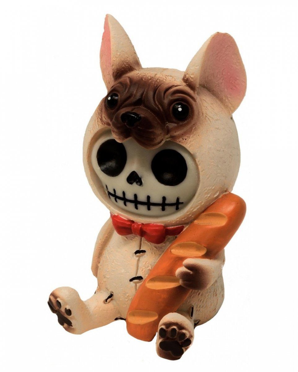 Horror-Shop Dekofigur Kleine French Furrybones Bulldog Figur - Skelettfi