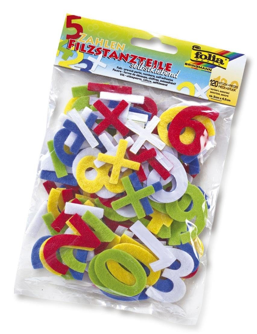 Folia Ремесленный войлок Folia 5262 Stanzteile Чувствовать - 120 Zahlen, selbstklebend, sortiert