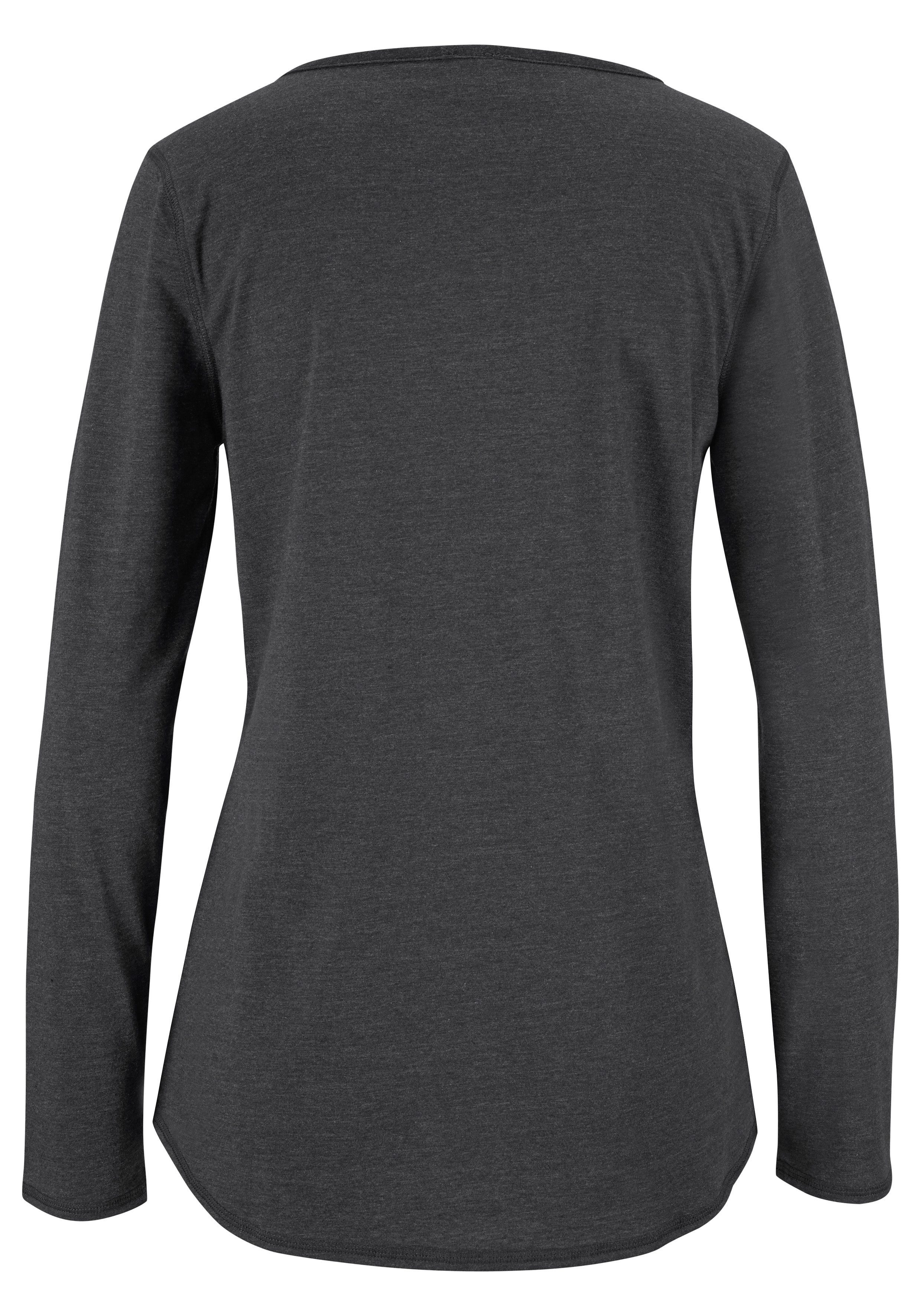 Arizona Pyjama (2 tlg) in melierter Qualität mit Knopfleiste