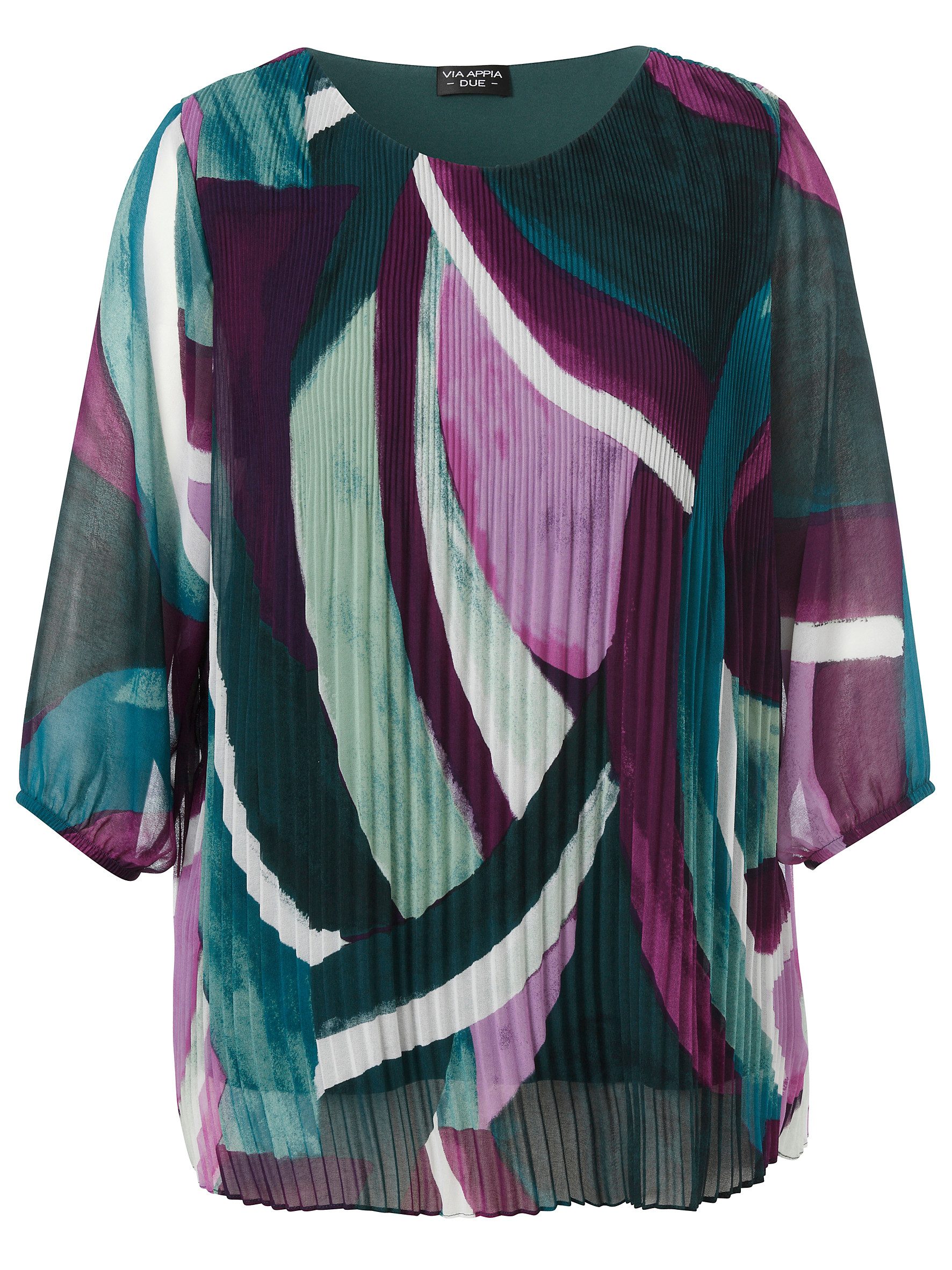 Langarmbluse Bluse Rundhals 3/4 Arm Druck