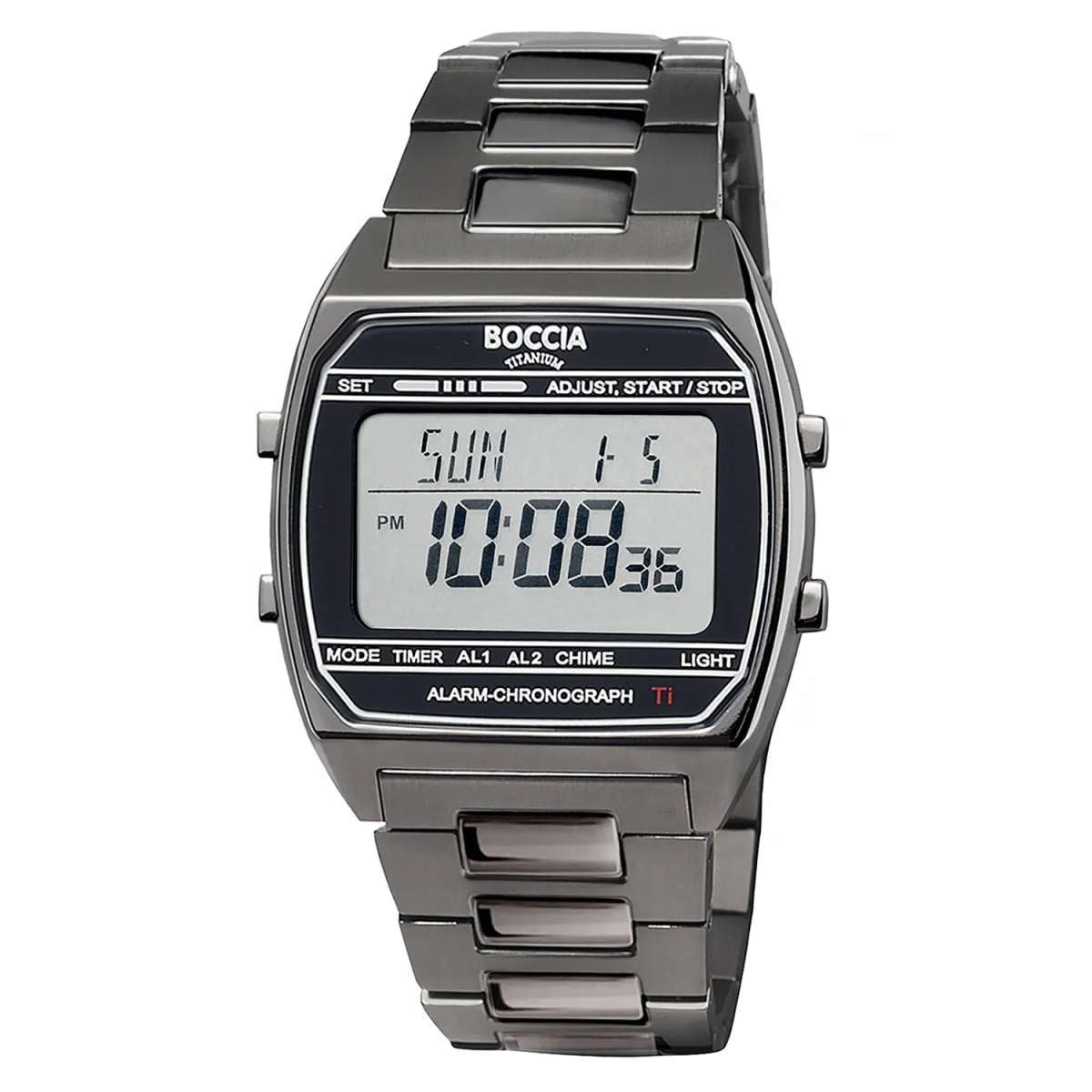 Boccia Digitaluhr 3738-07, Unisex-Uhr Digital Titan Schwarz
