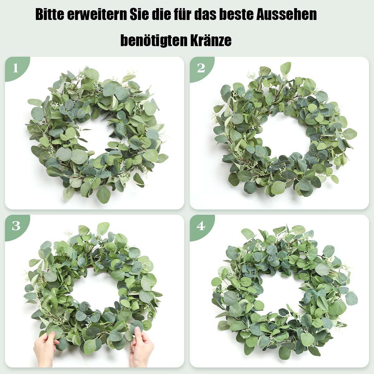 Kunstkranz Künstlicher Eukalyptuskranz für Haustür, Hochzeit, Garten, Agger