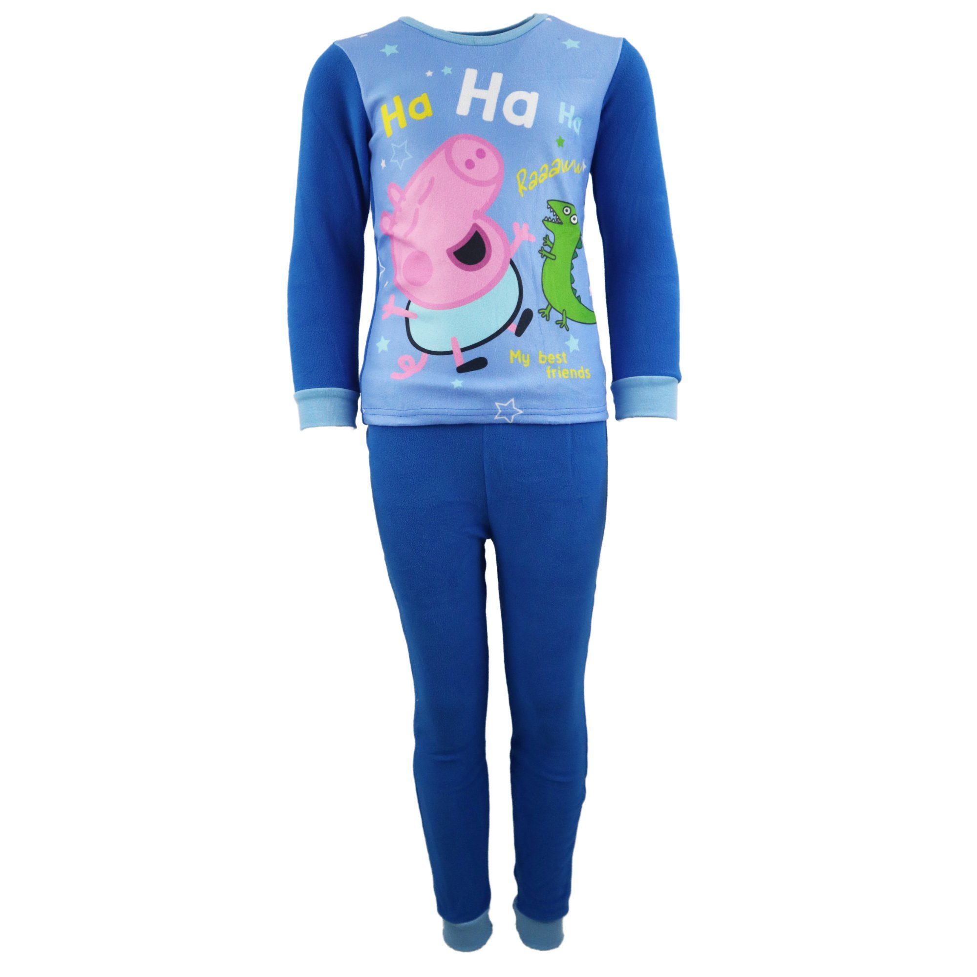 Peppa Pig Schlafanzug Peppa Wutz George Dino Jungen Fleece Pyjama Gr. 92 bis 128