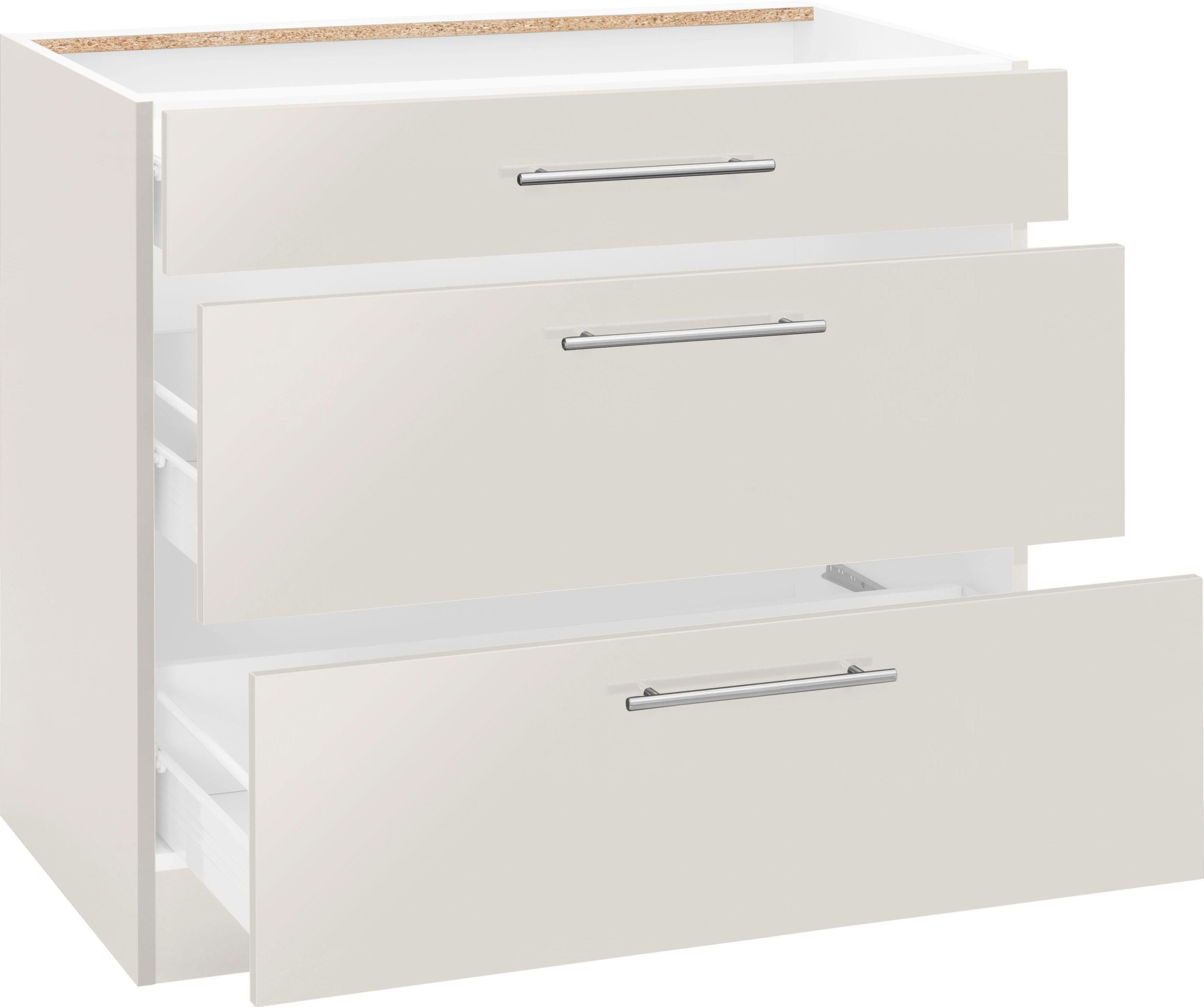 wiho Küchen Unterschrank Cali 90 cm breit, mit 2 großen Auszügen ohne Arbeitsplatte – Bild 3 von 5