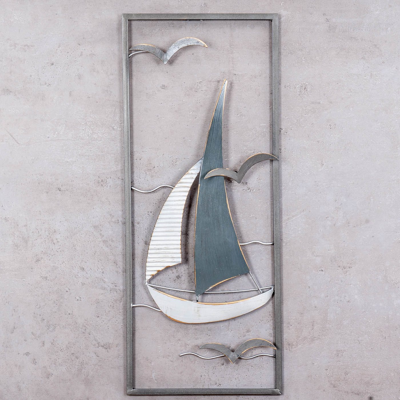 Levandeo® Wandbild, Metallbild 30x60cm Segelboot Wandbild günstig online kaufen