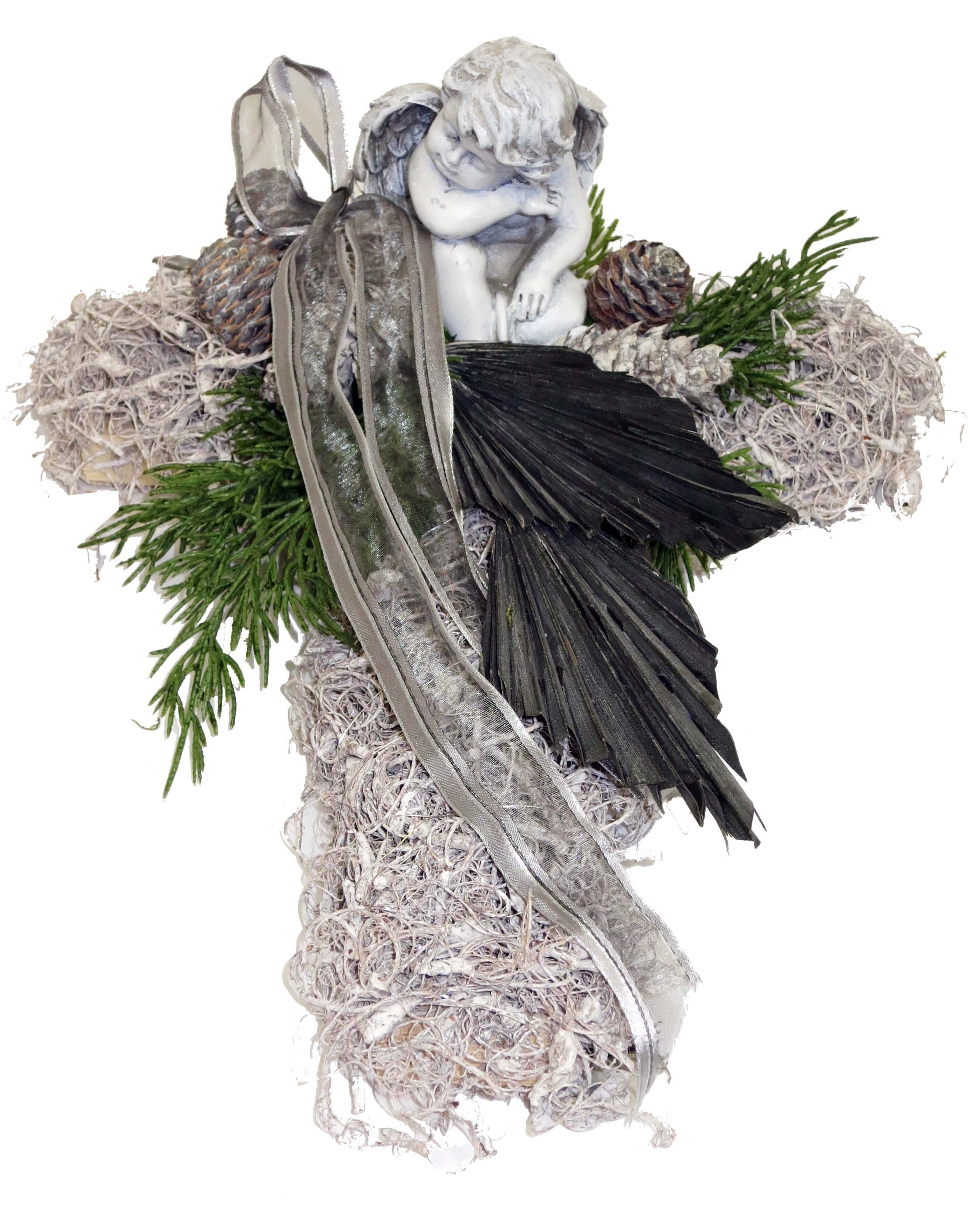 Gestecke Kreuz, CreaFlor Home, Höhe 11 cm, Handarbeit, natur, Engel, H: 11cm