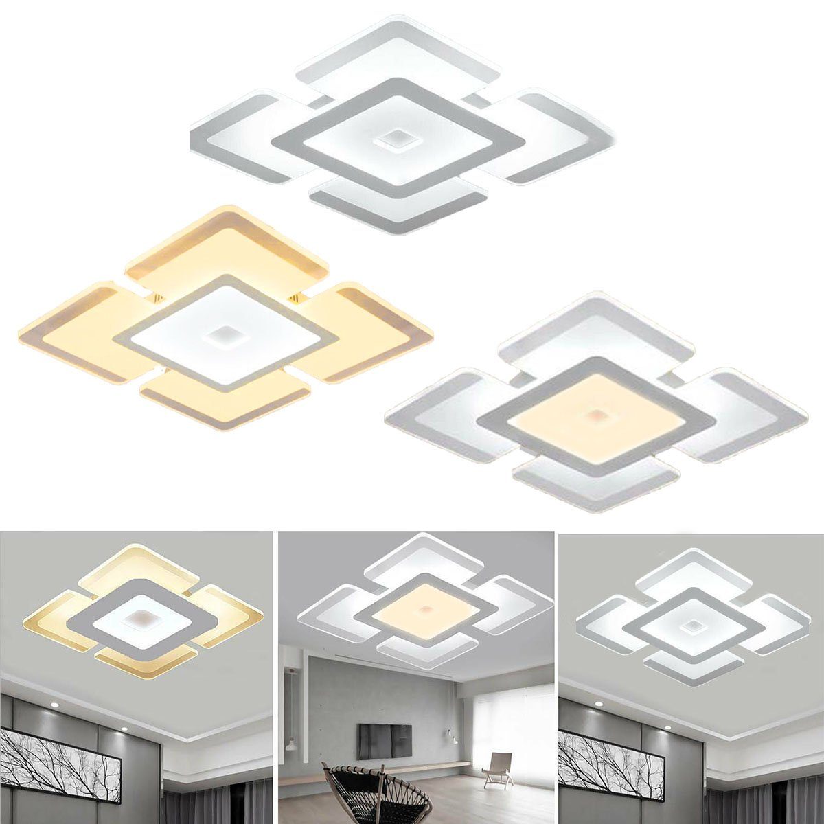 LETGOSPT Deckenleuchte 18W LED Deckenleuchte, Geeignet x Wohnzimmer Wohnzimmerlampe, integriert, Wasserfest, und 20cm, fest Quadra lichter LED Küche Badezimmer Badlampe IP44 20cm