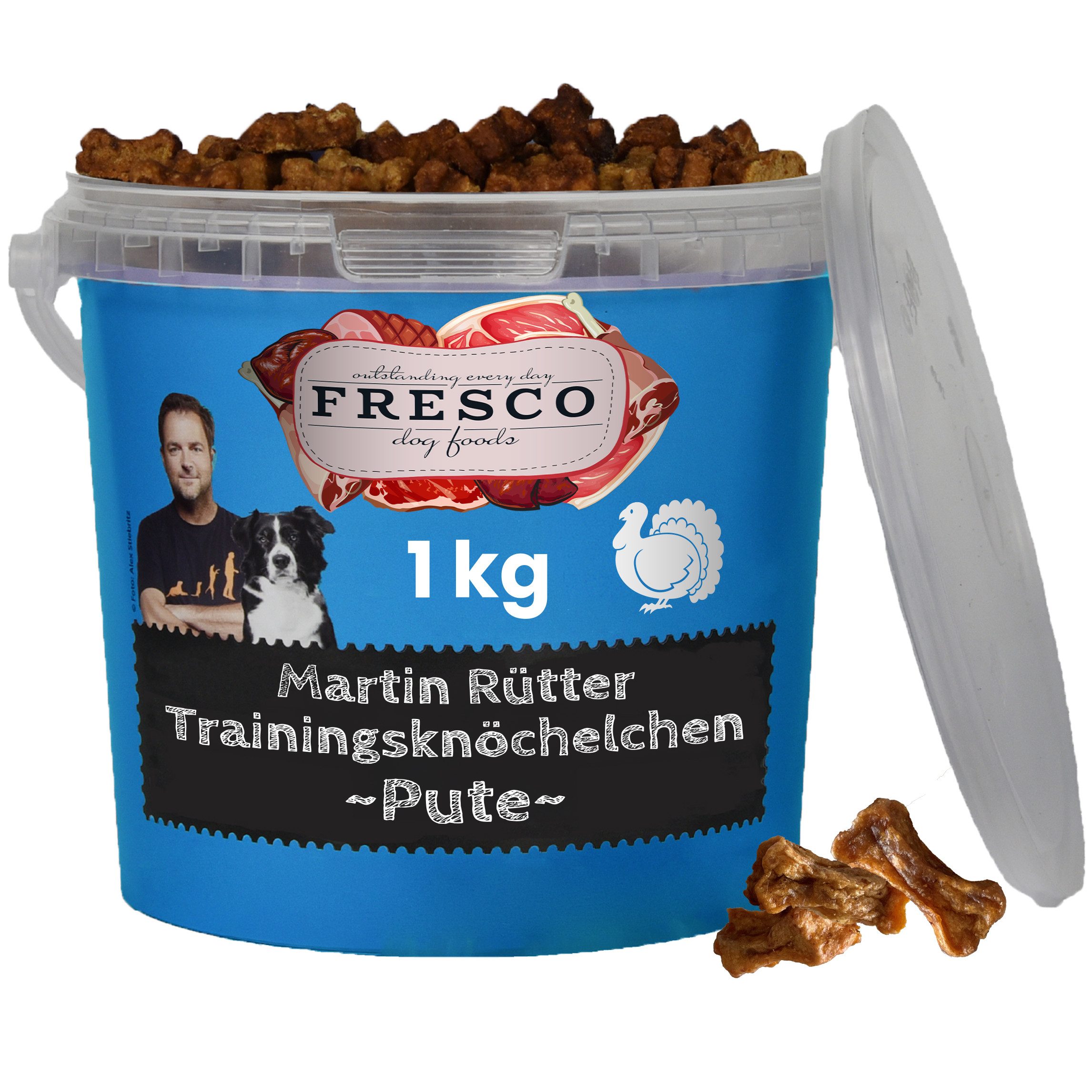 Fresco Dog Martin Rütter Trainingsknöchelchen 1kg Hunde Leckerli, Pute, Snack für: Hunde, Getreidefrei, zuckerfrei, hoher Fleischanteil