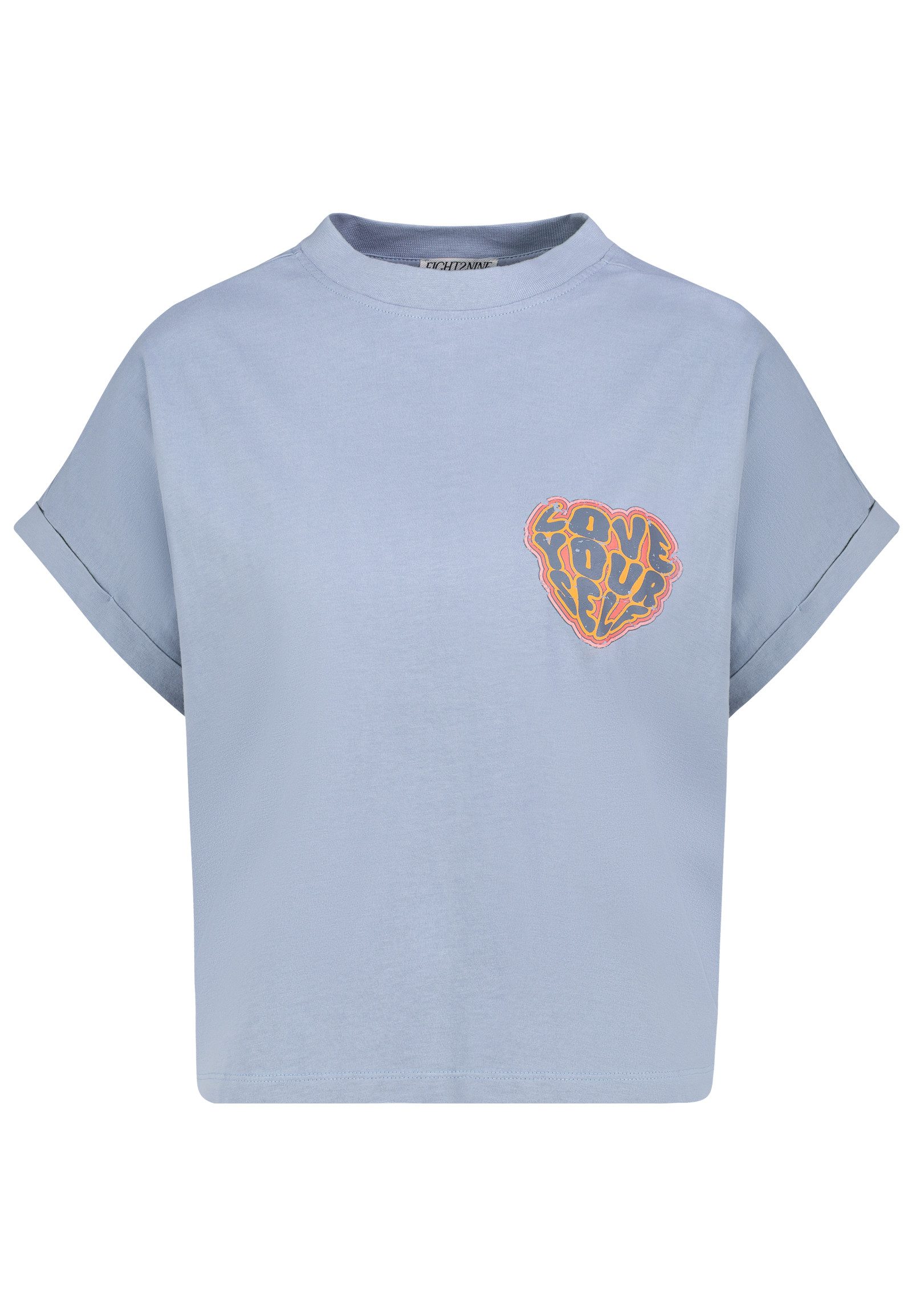 Eight2Nine T-Shirt Minimalistischer Schriftzug Rundhals Kurzarm Locker (1-tlg) D12048M02741B_T-shirts