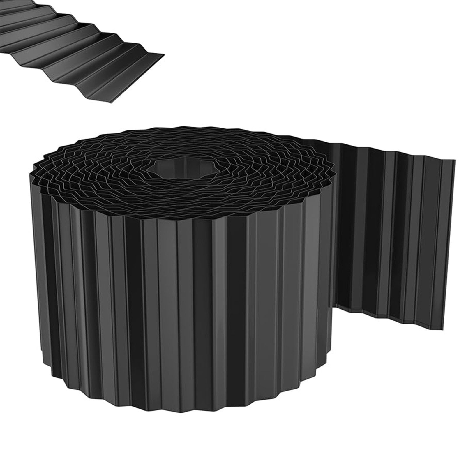 FIVMEN Rasenkante Beetbegrenzung aus Metall Beetumrandung Verzinkt 5m/10m Lang, Farben: Silber/Schwarz/Rost, 15cm/18cm Hoch, Rasenbleche Mähkante Flexible Rasen Umrandung