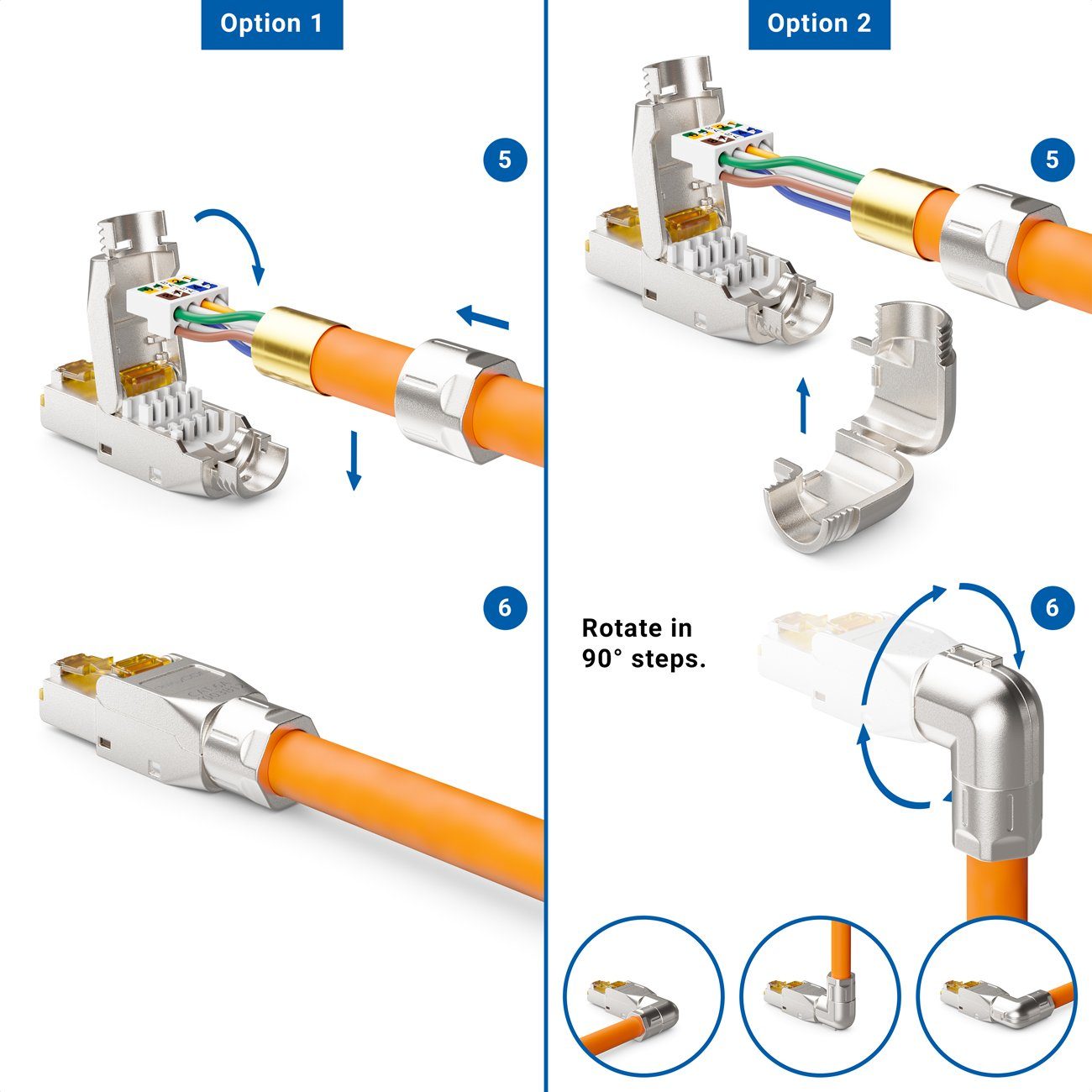 deleyCON deleyCON 1x CAT6a Netzwerkstecker 90° Winkel RJ45 10Gbit/s Stecker Netzwerk-Adapter – Bild 5 von 5