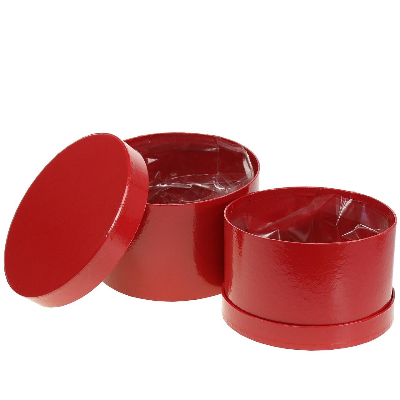 Flor & Decor Import GmbH Packpapier Blumenbox Rot Glänzend Ø18/20cm, 2er Set - Romantische