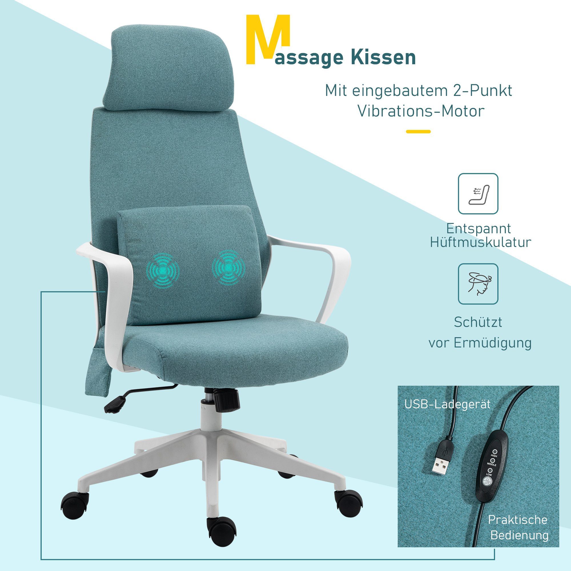 mit Vinsetto Bürostuhl Massagefunktion Schreibtischstuhl