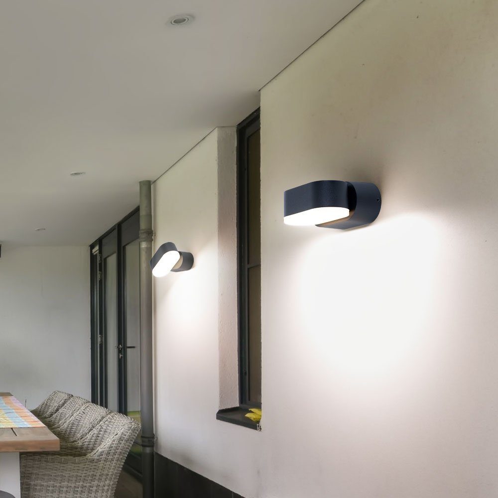 Leuchten fest Wand Außen-Wandleuchte, etc-shop 4x Balkon Hof Bereich ALU Warmweiß, LED LED-Leuchtmittel verbaut, Lampen Strahler Außen