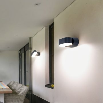 etc-shop Außen-Wandleuchte, LED-Leuchtmittel fest verbaut, Warmweiß, 4x LED Außen Bereich Wand Lampen Balkon Hof ALU Strahler Leuchten
