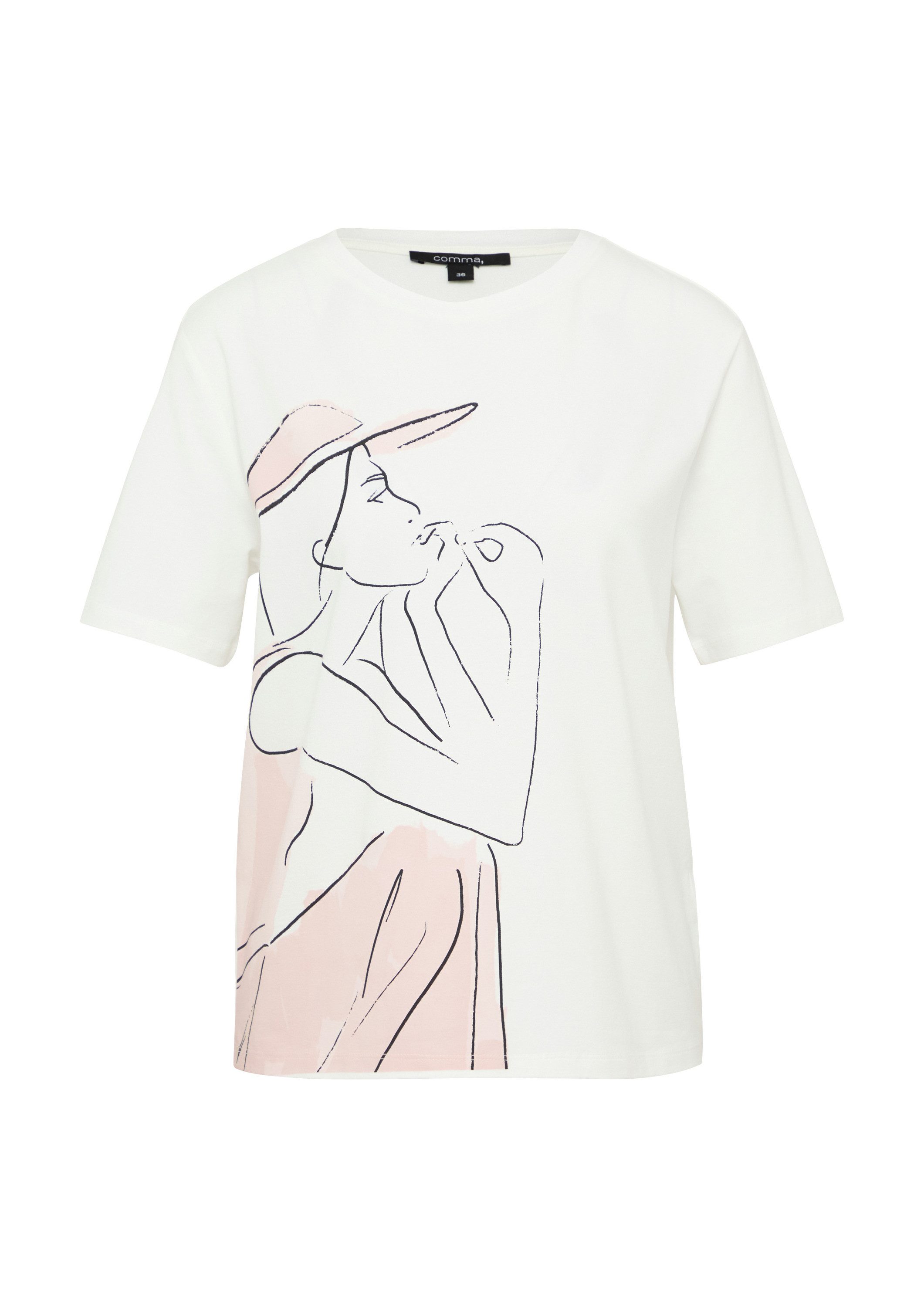 comma Kurzarmshirt T-Shirt T-Shirt im Relaxed günstig online kaufen