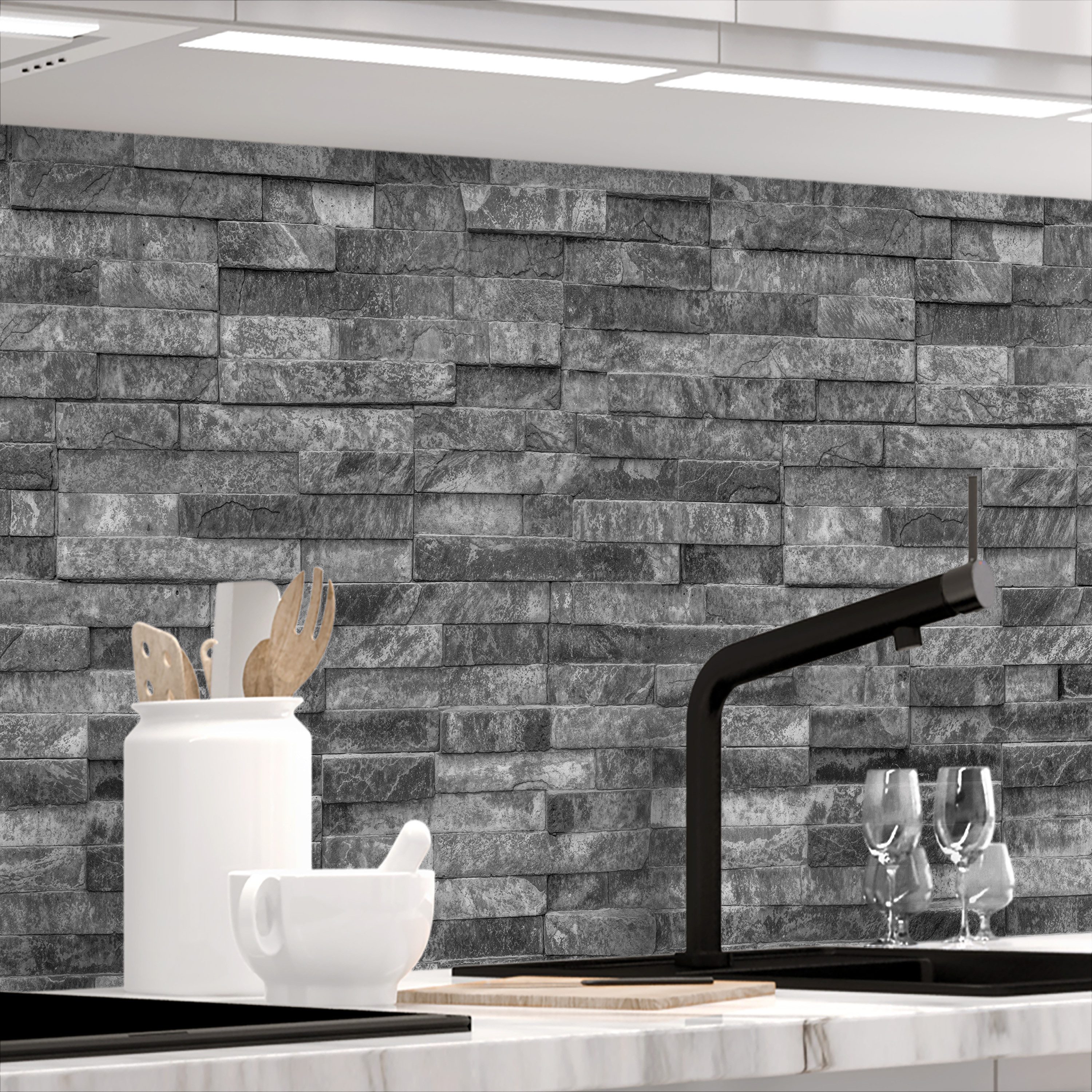 Stickerprofis Küchenrückwand STEINWAND LUXURY (Matt-Finish), (Premium), 1,5mm, selbstklebend, hält auf besonders vielen Öberflächen