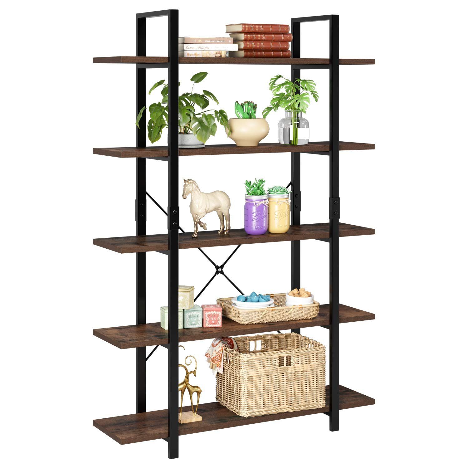 Homfa Standregal, Bücherregal Lagerregal, mit 5 Ebenen aus Metall und Holz,  Breite 105,2 cm online kaufen | OTTO