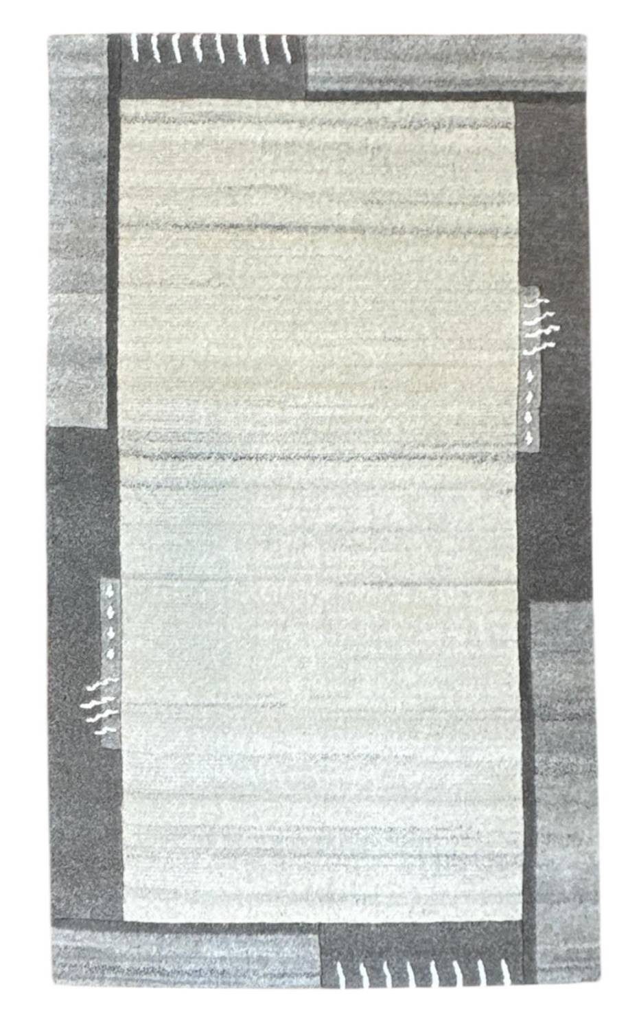 Rug Studios Teppich NEPAL NATUR - HANDGEKNÜPFT, Rechteckig, Höhe: 20 mm, Handgeknüpft, 70 x 140 cm, Silber-Grau