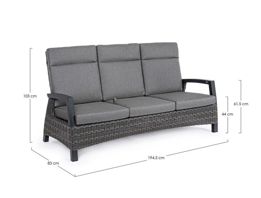 Sofa 194,5x83x103cm Couch Natur24 Sofa Britton Sofa Kunstfasergeflecht