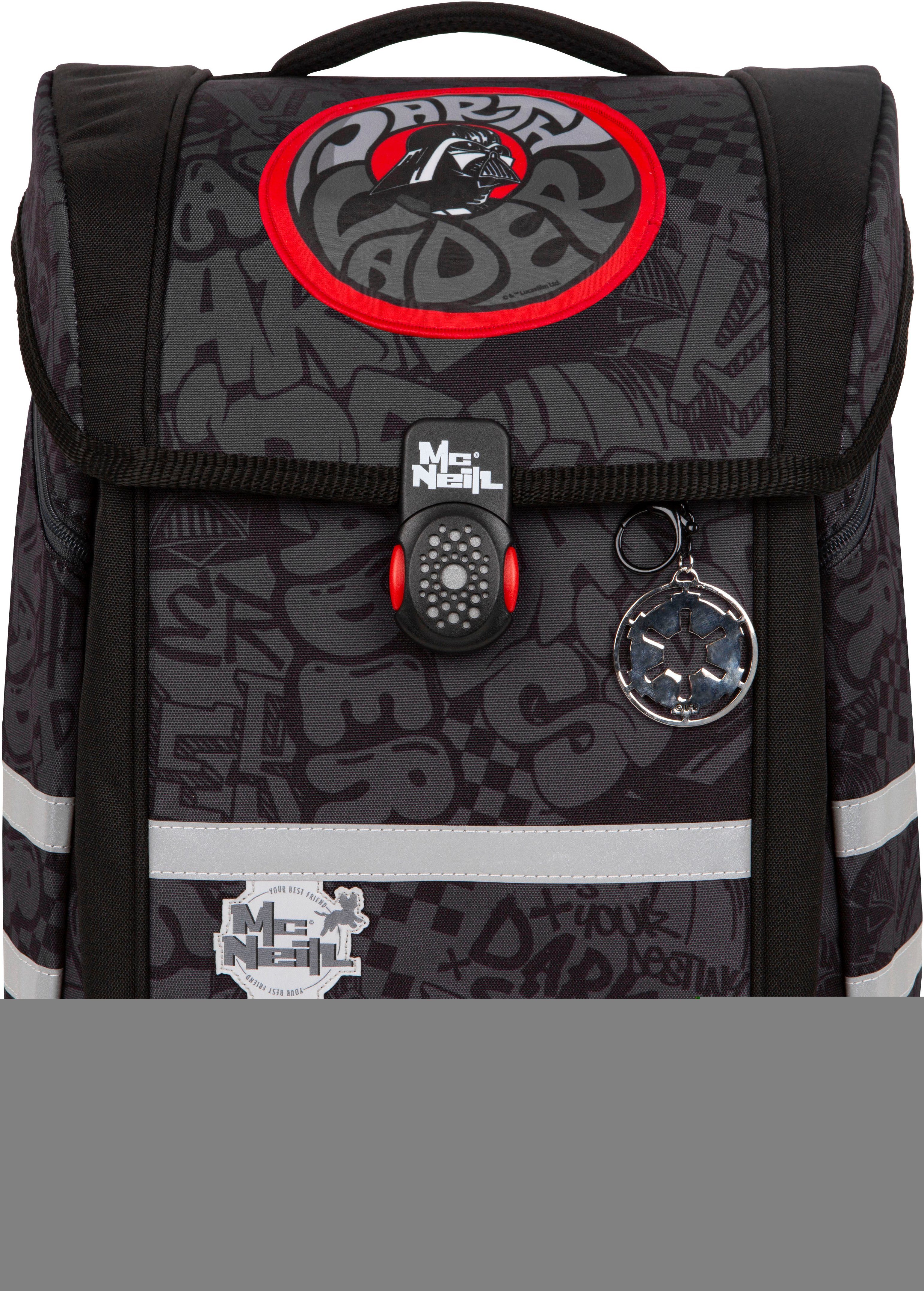 McNeill Schulranzen Perfecto, Star Wars, Darth Vader (Set, 5-tlg), inkl. Federmäppchen, Turnbeutel, Schlamperrolle & Motivmagnet