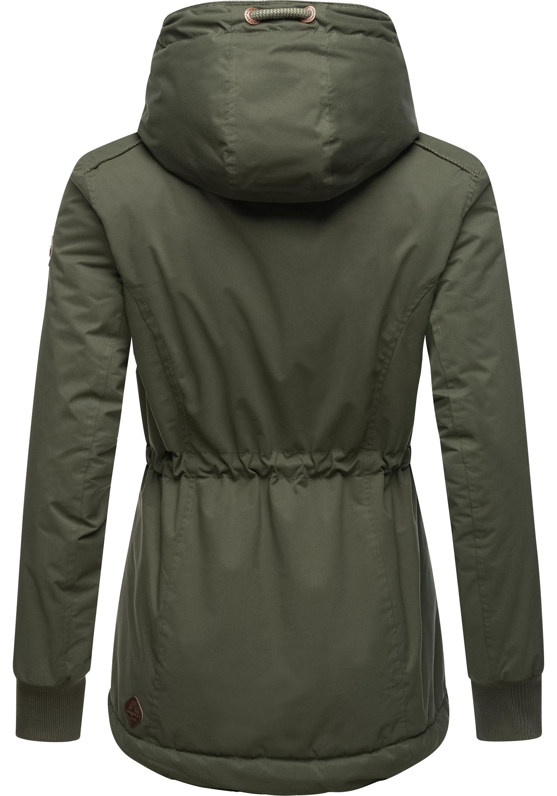 Ragwear Kapuze YM-Danka Winterjacke Outdoorjacke flaschengrün mit stylische Winter