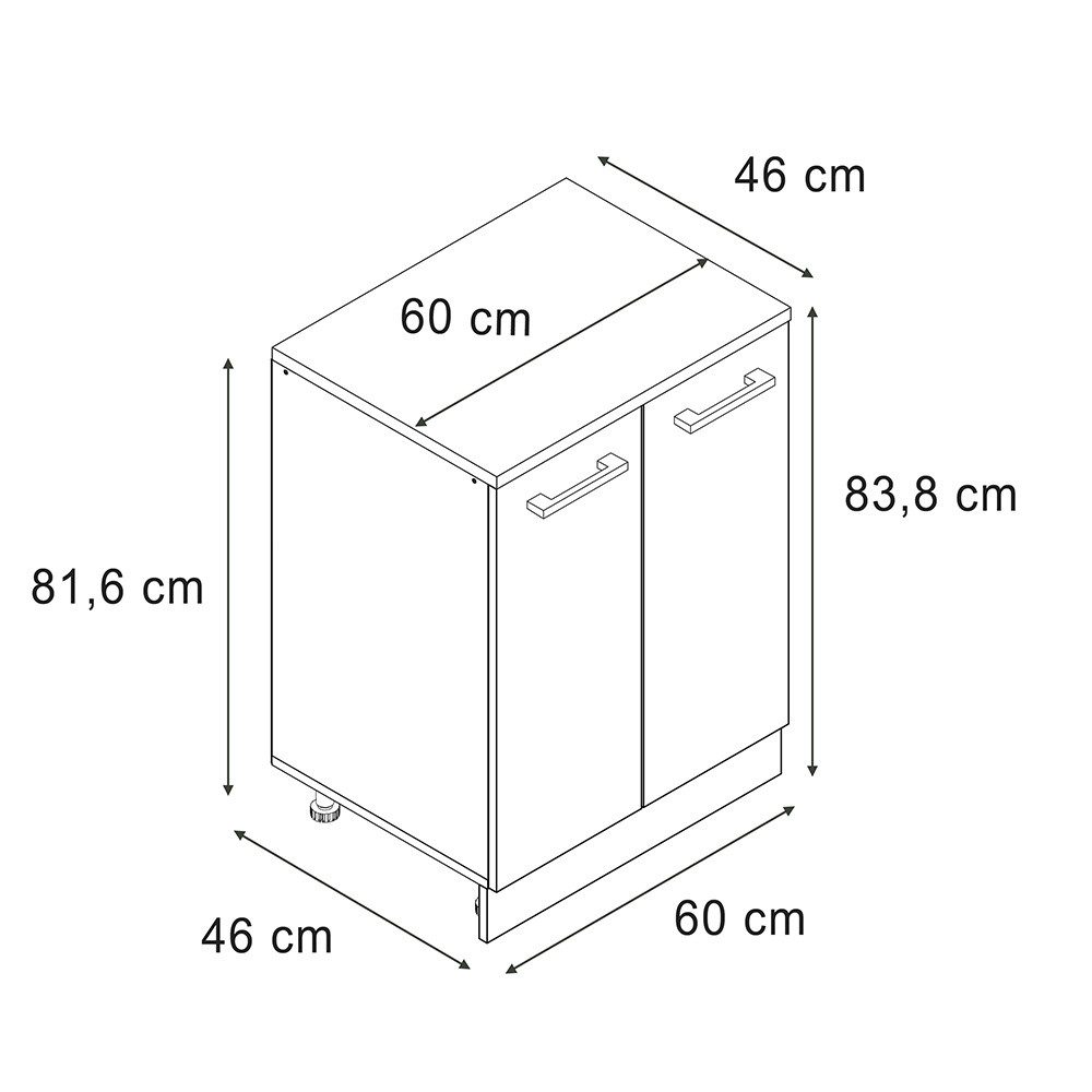 Vicco Kommode Rion, Rot Hochglanz/Weiß, 60 x 46 cm ohne Schräge mit 2 Türen