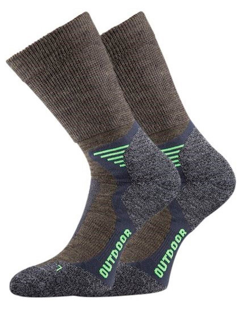 TippTexx 24 Wandersocken 4 Paar Trekkingsocken, Wandersocken mit Wolle vom Merinoschaf Grau/Grün