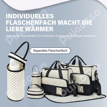 Cbei Wickeltasche 5-tlg. Multifunktions-Wickelrucksack-Set mit Flaschenhalter