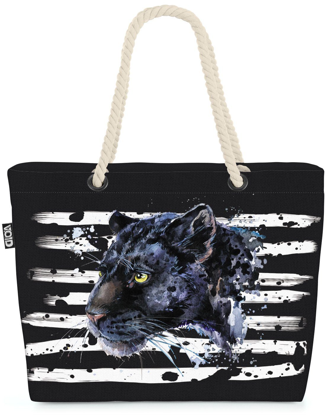 VOID Strandtasche (1-tlg), Panther Wildkatze Raubtier Tier Katze grau