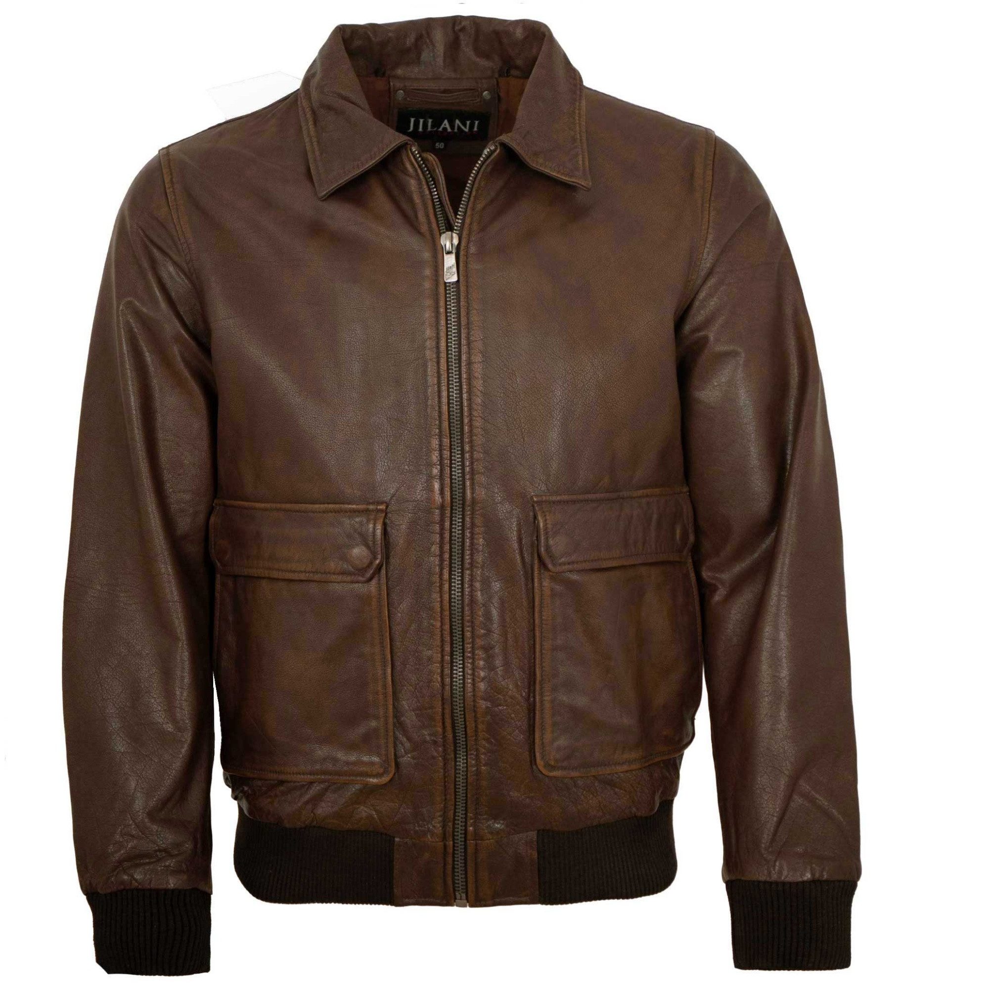 Jilani Lederjacke Bomber Jilani Collection - Herren Lederjacke Kalbleder braun antik
