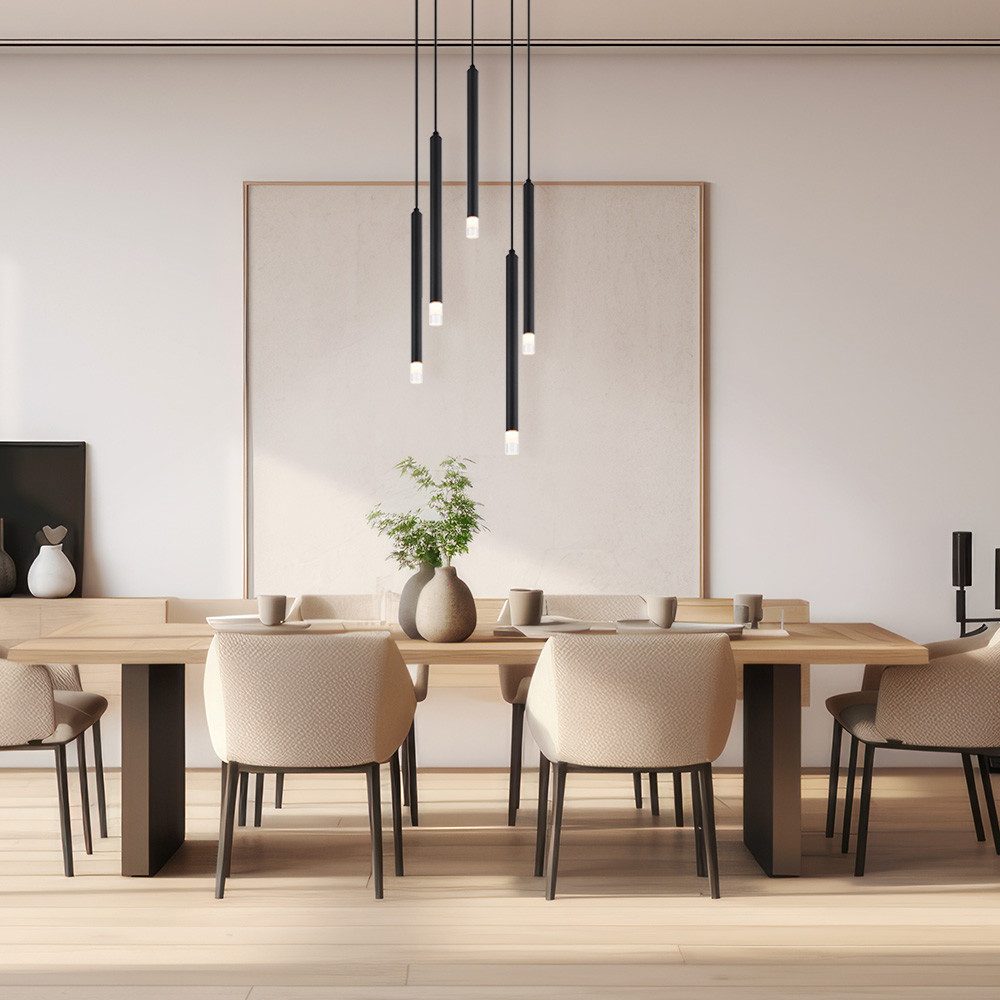 GLOBO LIGHTING Hängeleuchte, Leuchtmittel nicht inklusive, Pendellampe Hängelampe Esstischleuchte schwarz 5 flammig H 120 cm