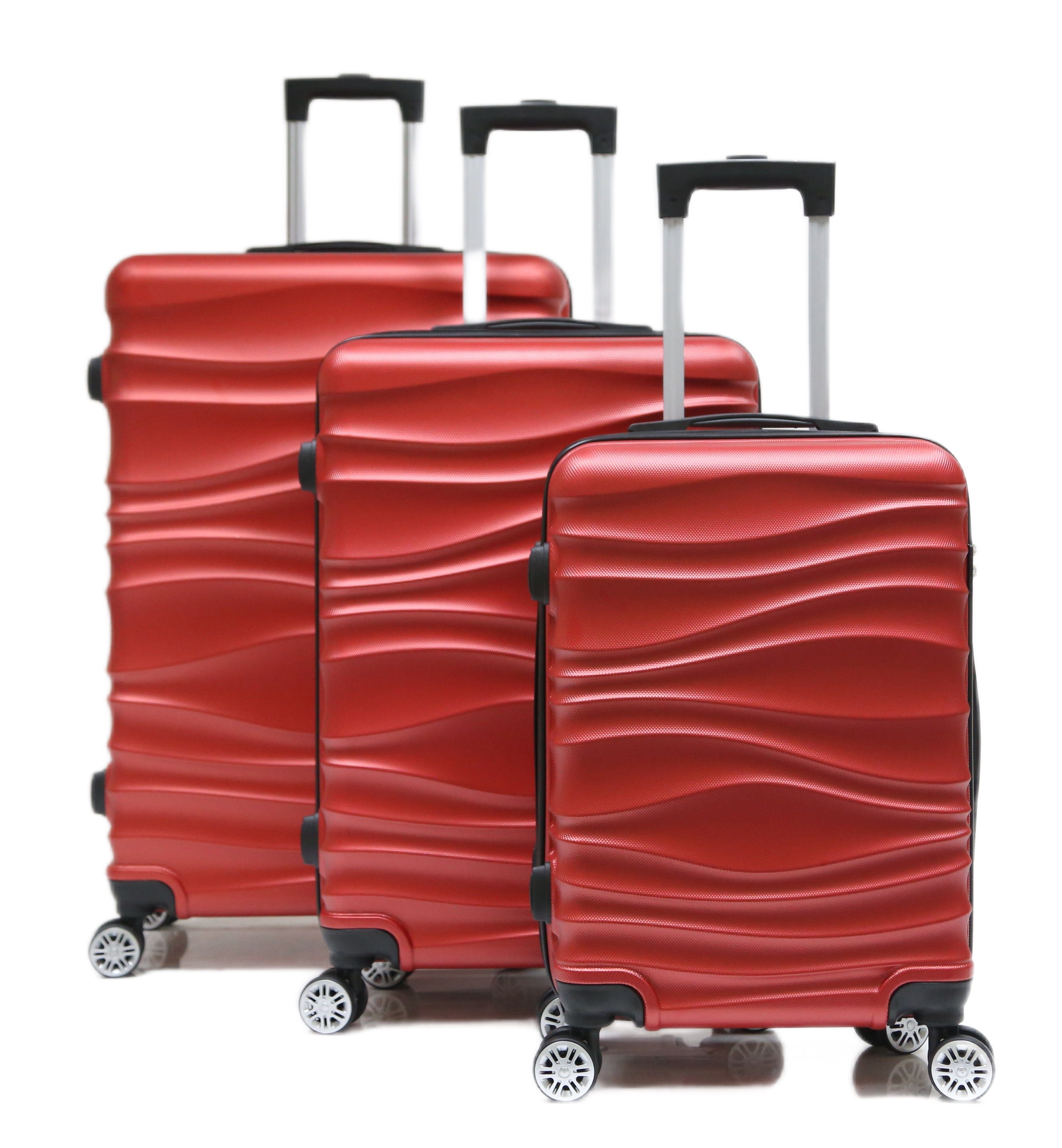 Cheffinger Kofferset Reisekoffer Reisetasche, Trolley Hartschale Rot tlg) Gepäck (3 3 tlg Koffer