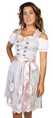 Trachtl Dirndl DIRNDL TRACHTENKLEID DAMEN BELLA GRAU/ROSA 3.tlg