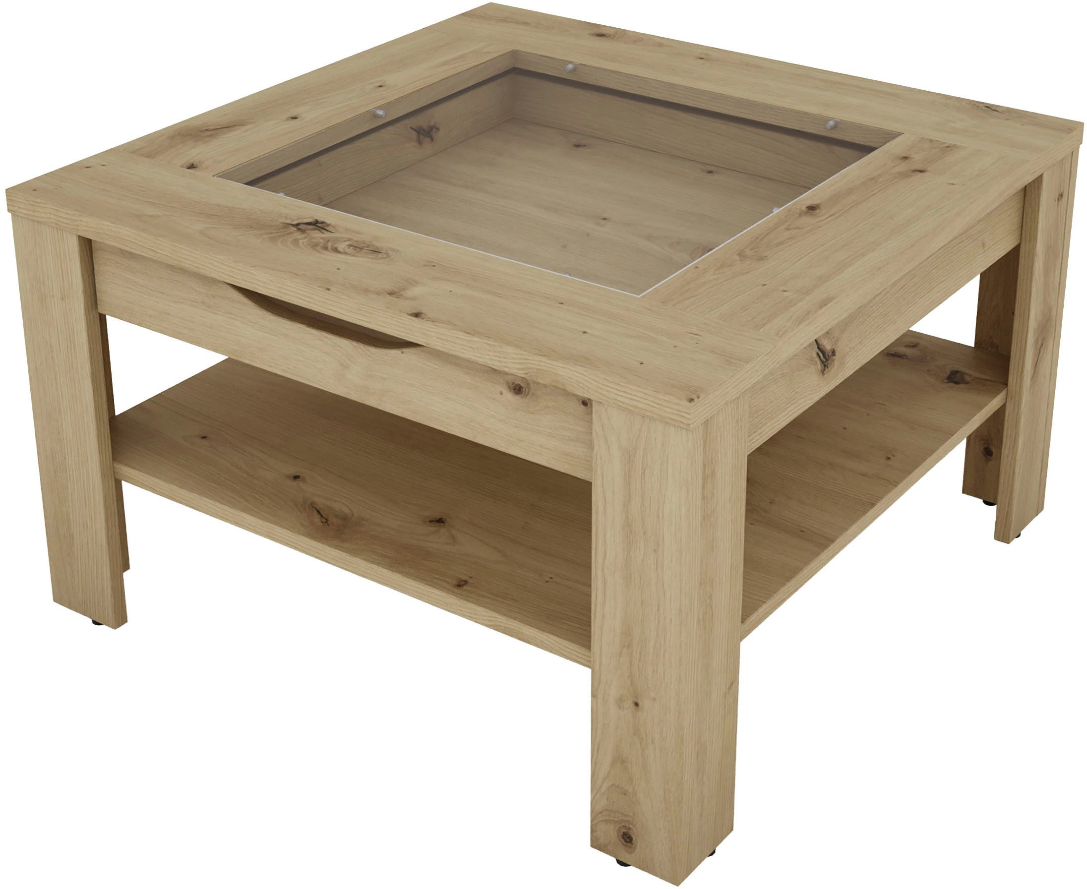 byLIVING Couchtisch RALPH, Artisan Eiche, Old Wood oder weiß, 1 Schubkasten, Glaseinlageplatte