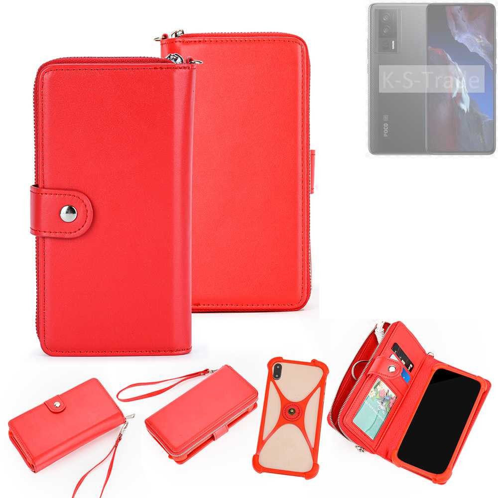 K-S-Trade Handyhülle für POCO F5 Pro, 2in1 Schutzhülle Portemonnee Handyhülle mit Bumper Hülle Case