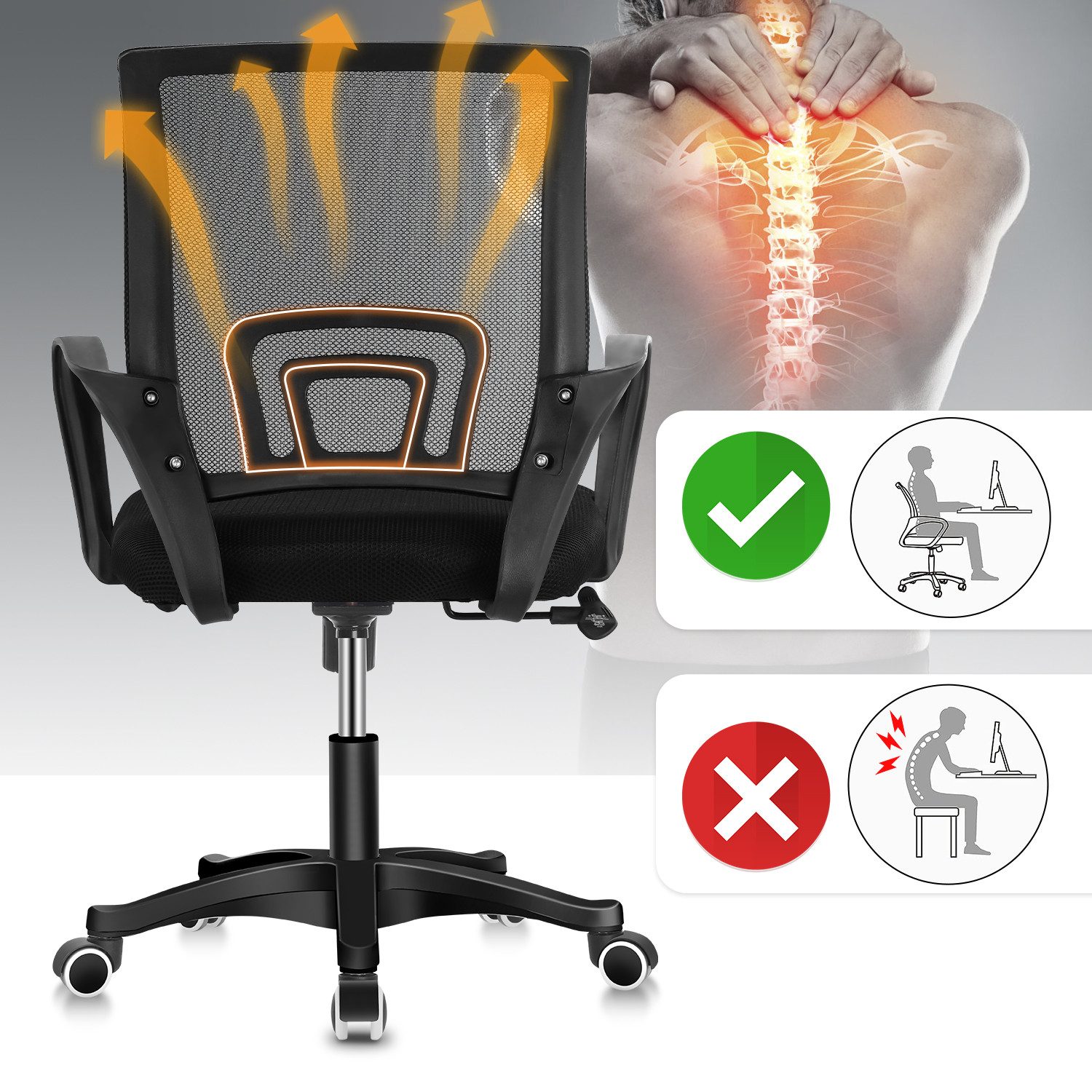 LOVONLIVE Drehstuhl Bürostuhl ergonomisch Schreibtischstuhl Verchromten günstig online kaufen