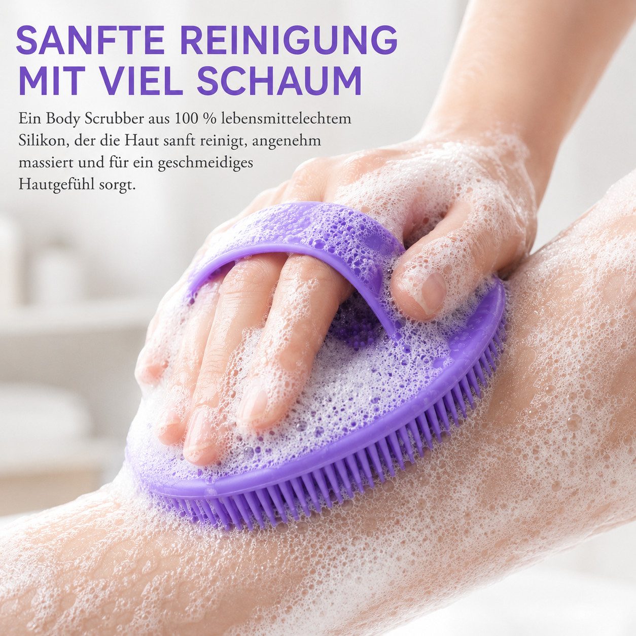 Forrlite Badebürste Silikon Duschbürste Körperbürste, weicher Silikon Body Scrubber, für Erwachsene und Kinder, Körperschrubber Rückenbürste Handreinigungsbürste, sanftes Peeling, Massage & Schaumbildung für Dusche und Bad